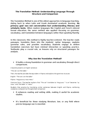 Translation Method - Introduction The Translation Method is a ...