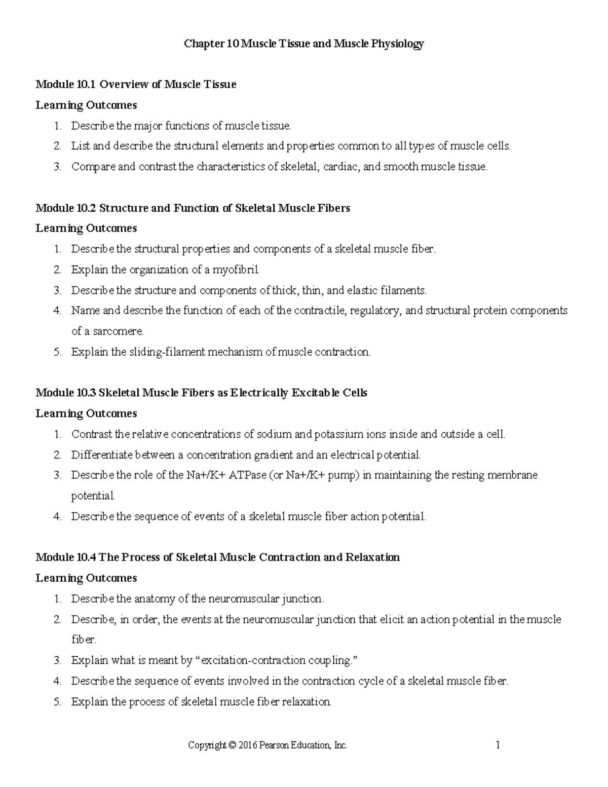 Ch 10 objectives - Summary Human Anatomy & Physiology - Chapter 10 ...