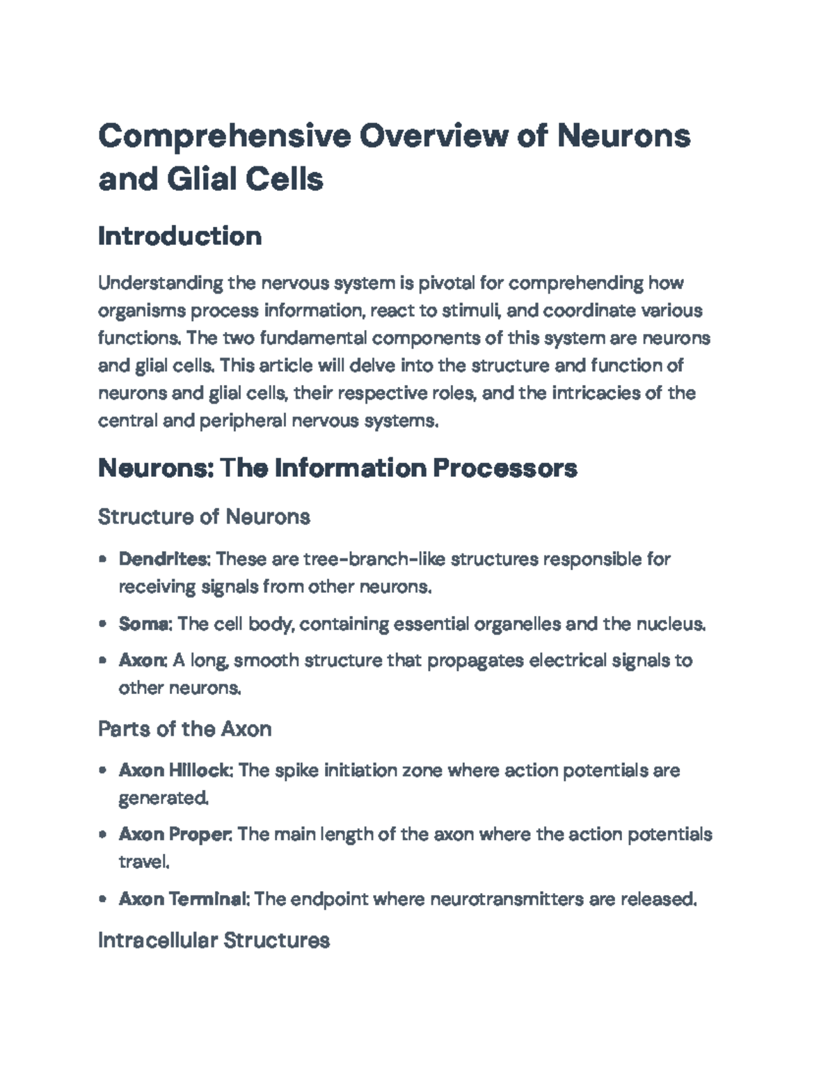 Comprehensive Study of Neurons and Glial Cells in Nervous System ...