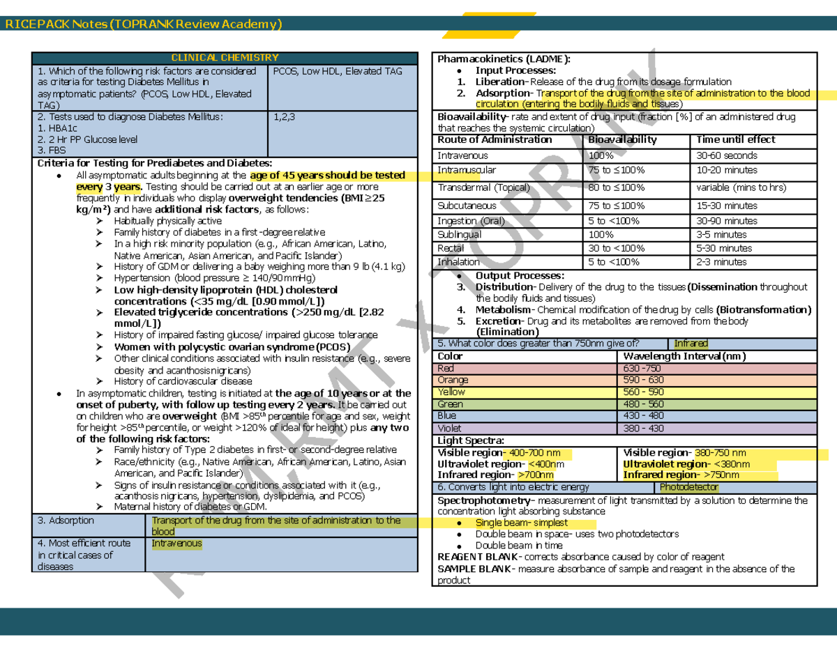 Mirza- Toprank- Notes - reviewer - CLINICAL CHEMISTRY Which of the ...