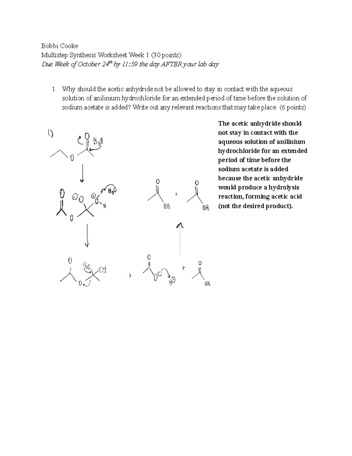 Multistep Synthesis Worksheet - Week 1 Lab (Due Oct 24) - Studocu