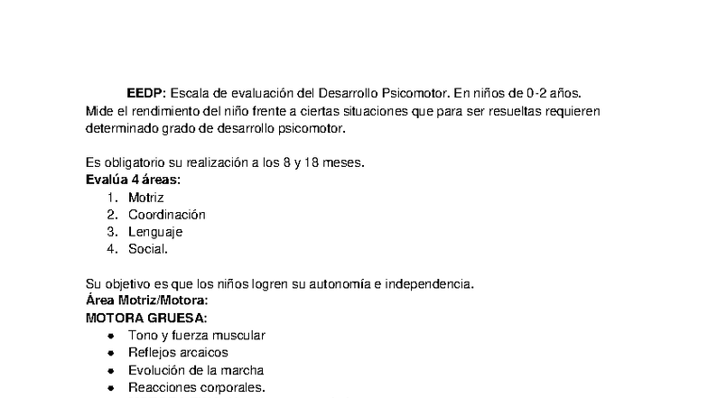 EEDP: Resumen de la Escala de Evaluación del Desarrollo Psicomotor ...