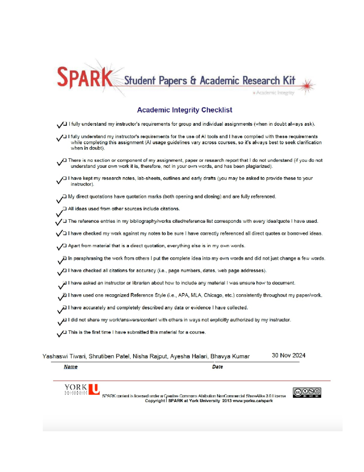 Academic Integrity - ... - SPARK Student Papers Academic Research Kit ...