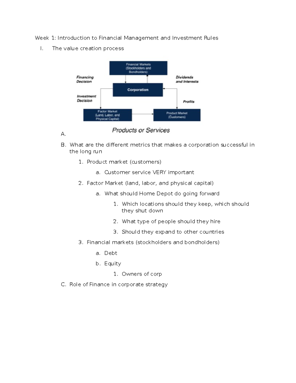 Week 1 Finance Notes Introduction to Financial Management and ...