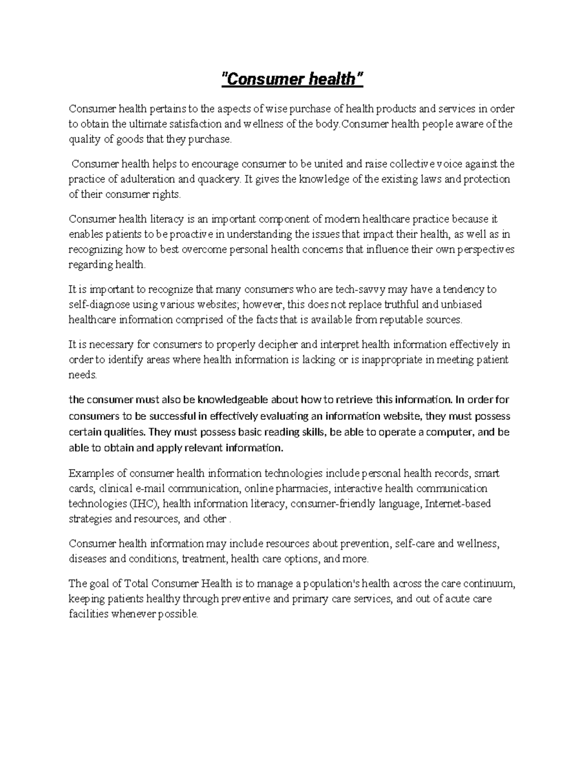 Consumer Health: Understanding Rights, Literacy, and Wellness ...