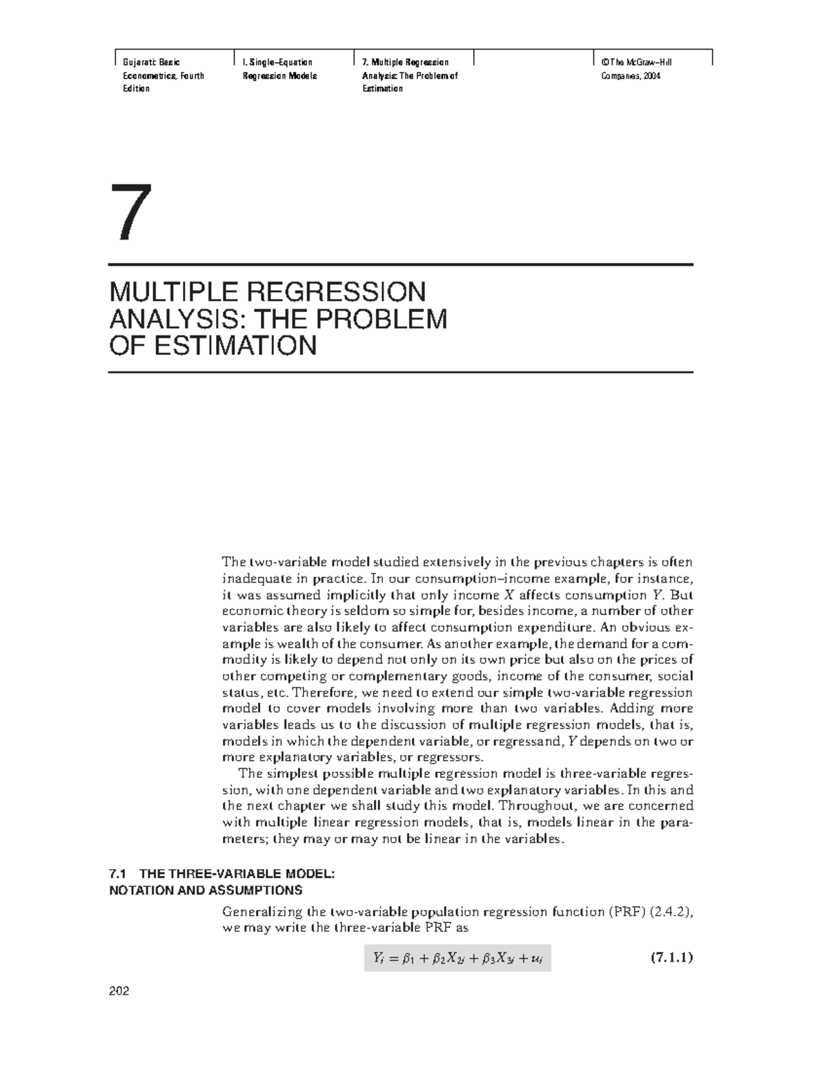 Chapter 7: Multiple Regression Analysis - The Estimation Problem ...