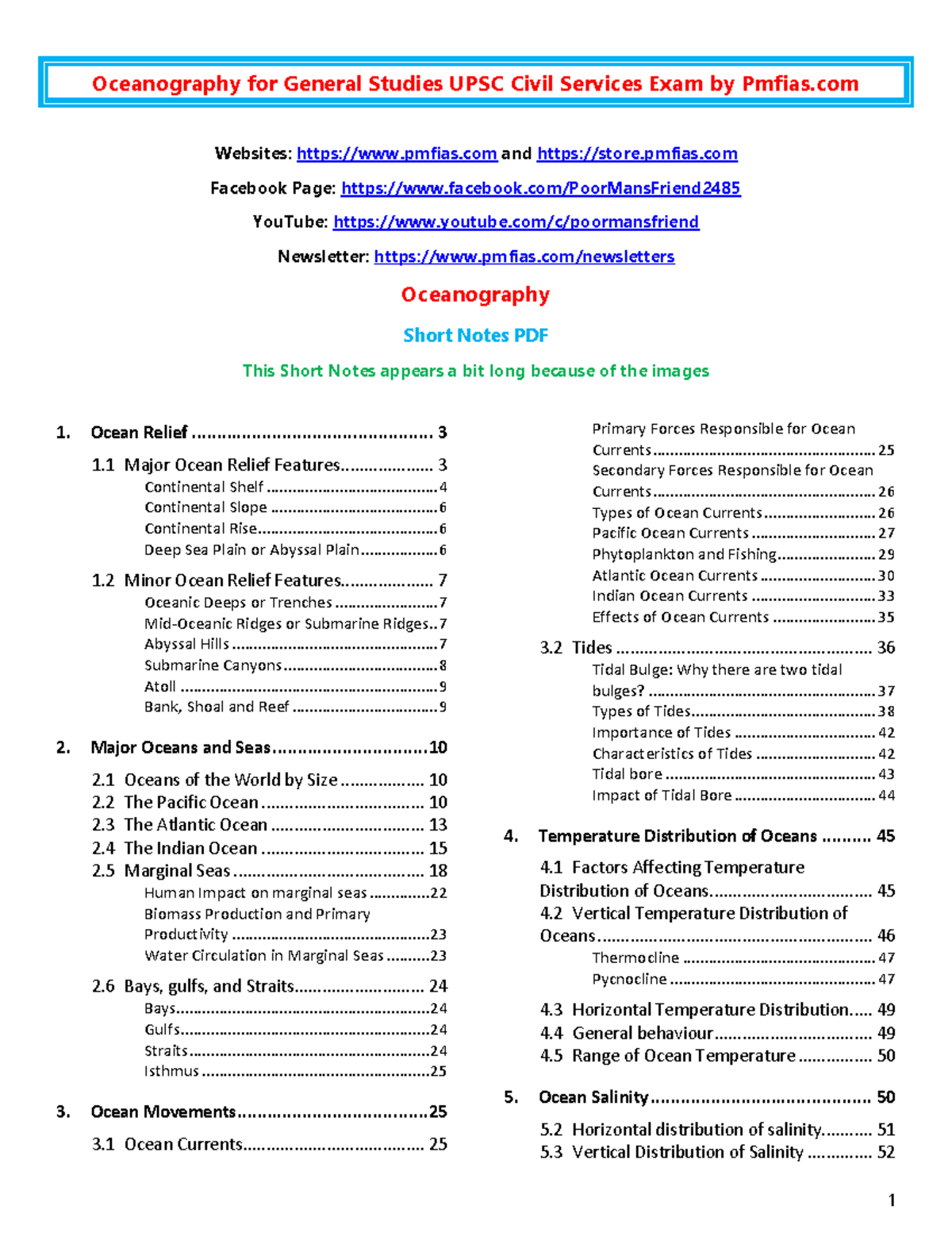 Oceanography Short Notes for General Studies UPSC Civil Services Exam ...
