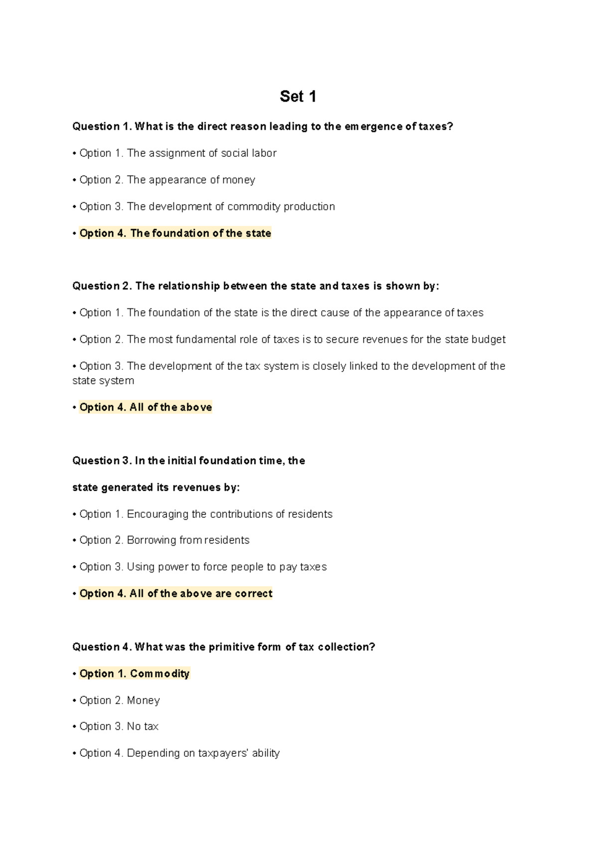 Tax Set 1: Key Questions on Taxation Principles and Concepts - Studocu
