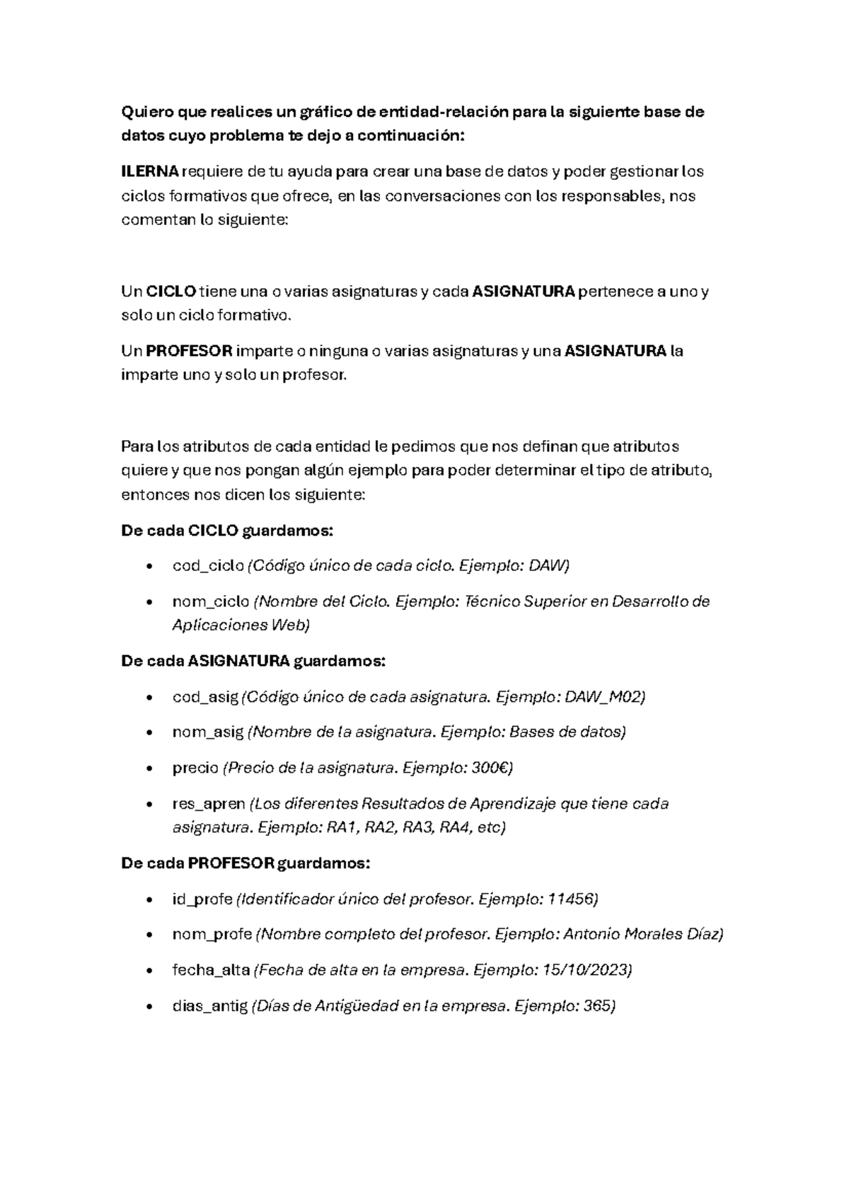 Diagrama ER para Base de Datos ILERNA - Pac R3 - Document Preview