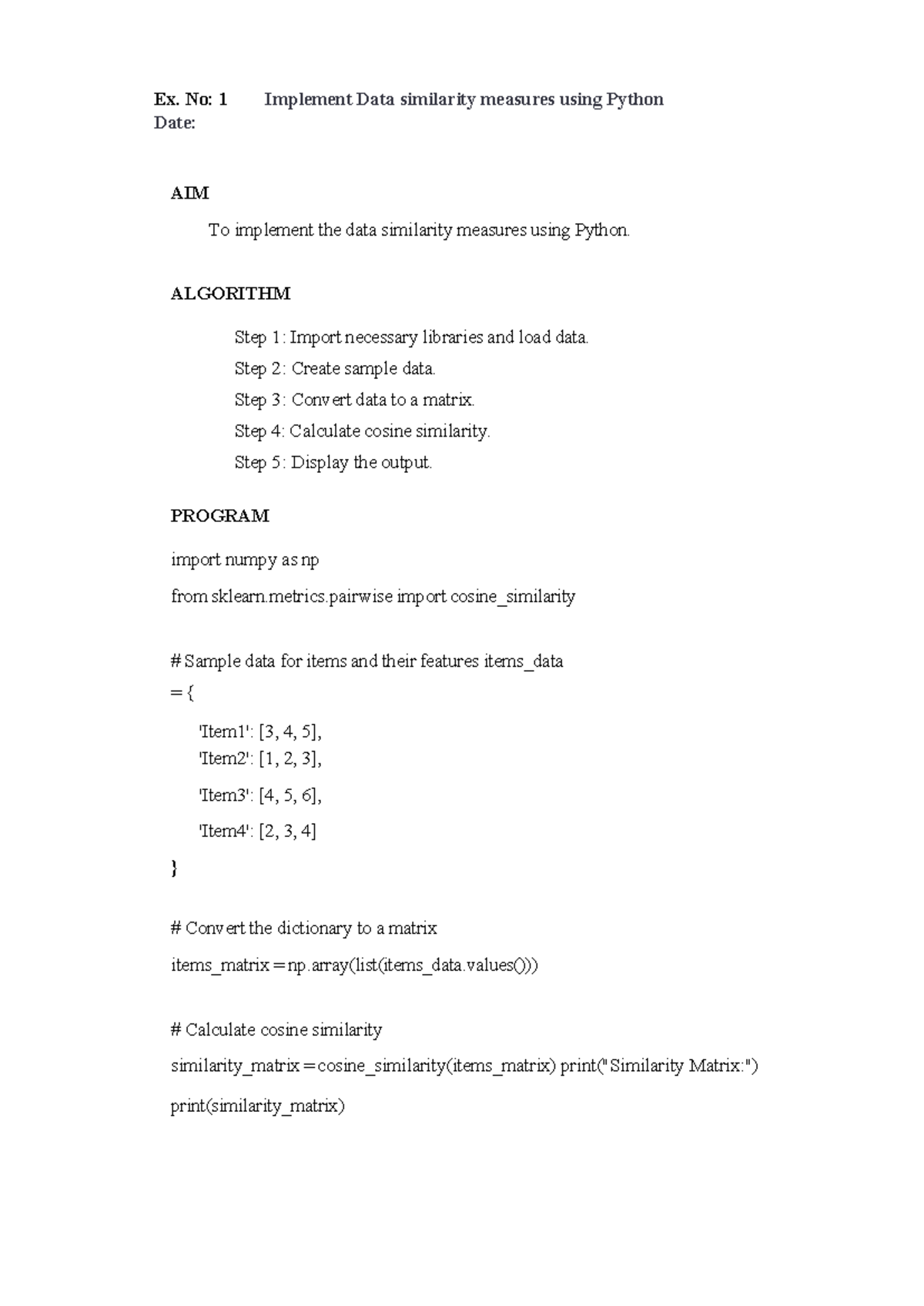 CCS360 RS LAB: Data Similarity Measures & Recommendations Techniques ...