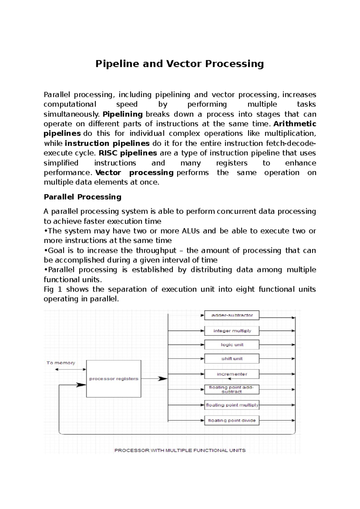 Pipeline and Vector Processing Overview for CS 101 - Studocu