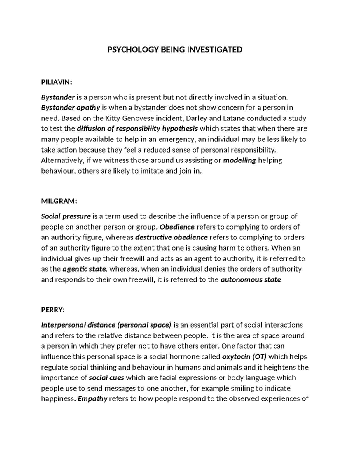 PSY201 Psychology Study Notes: Key Theories and Concepts Explained ...