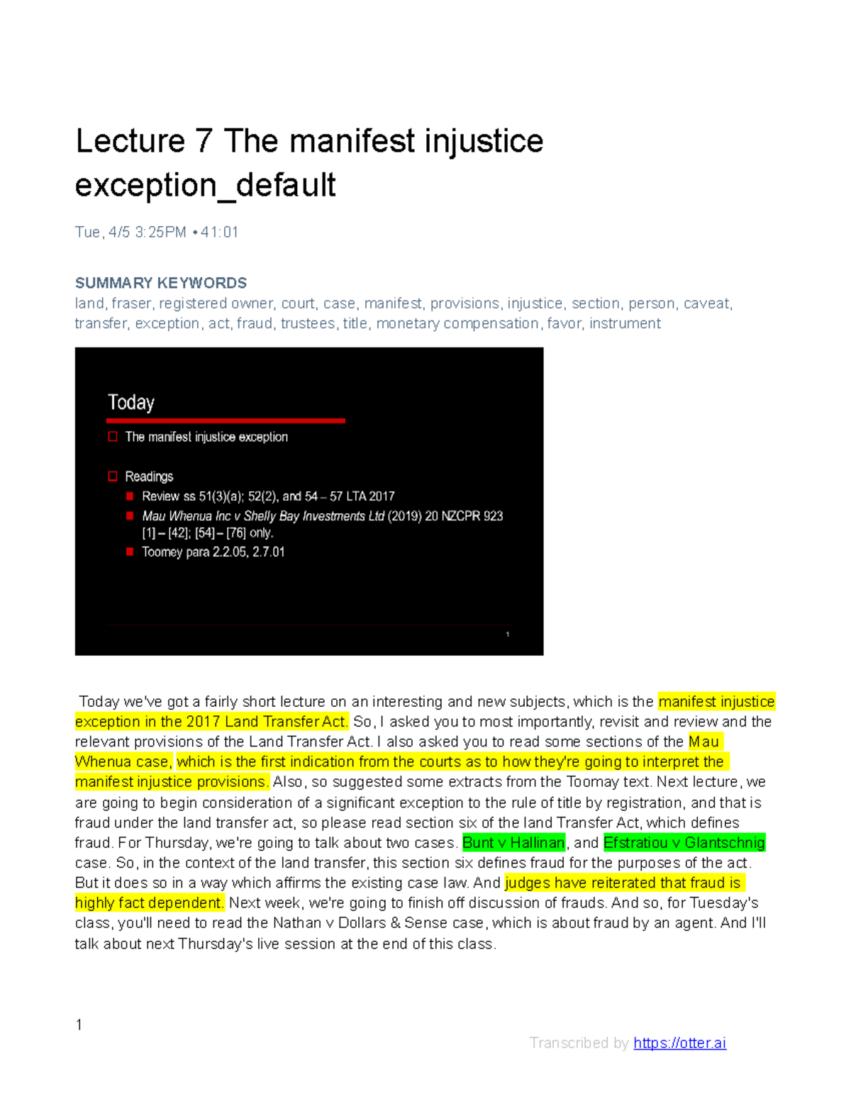 Lecture 7: Understanding the Manifest Injustice Exception in LTA 2017 ...