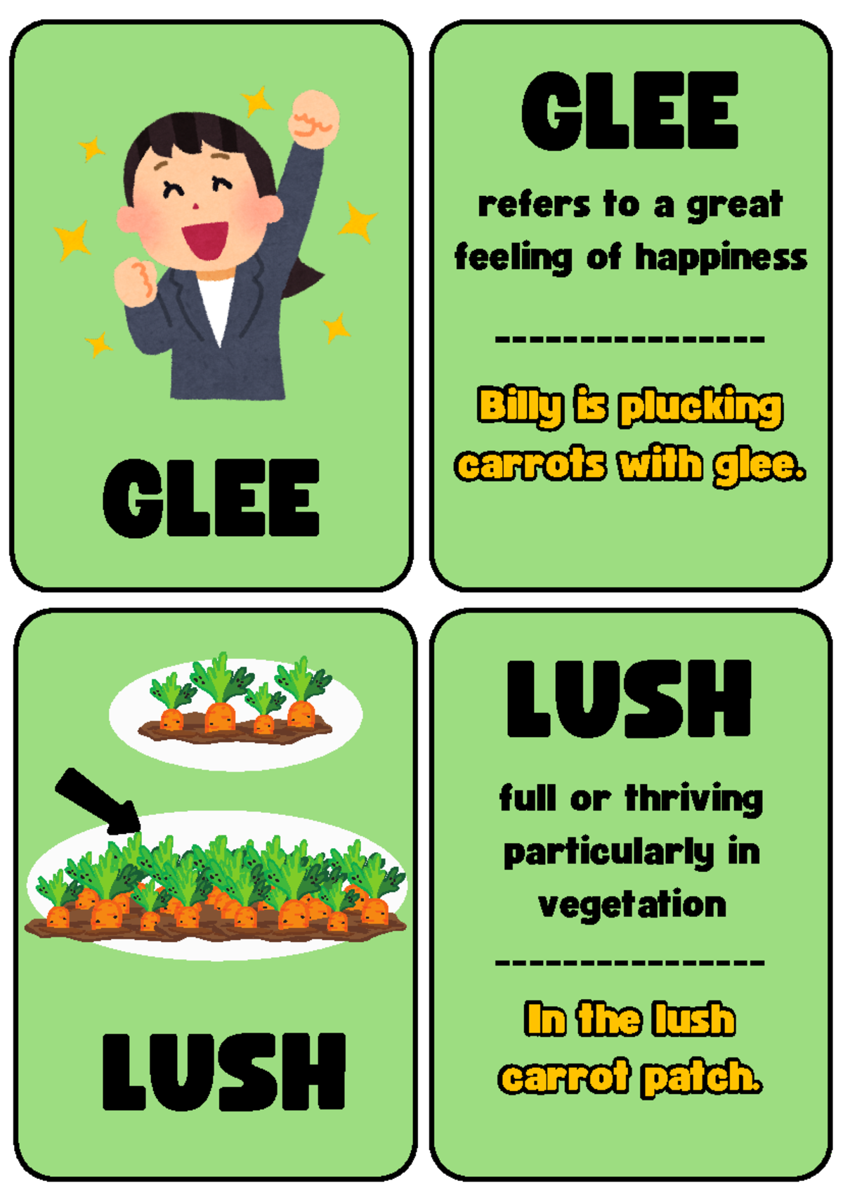 Flashcard - yes - GLEE GLEE refers to a great feeling of happiness ...
