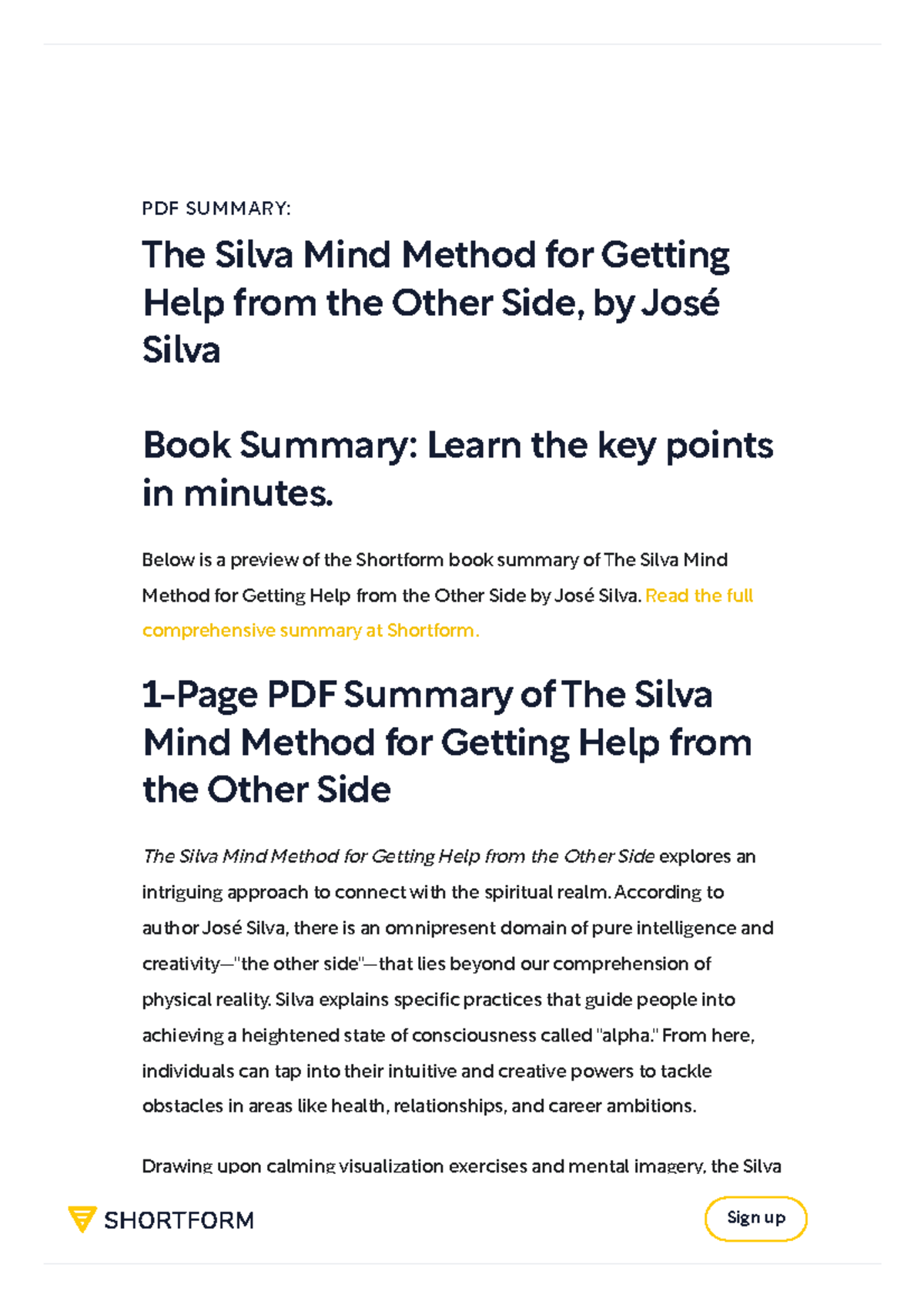 The Silva Mind Method for Getting Help from the Other Side: Summary ...
