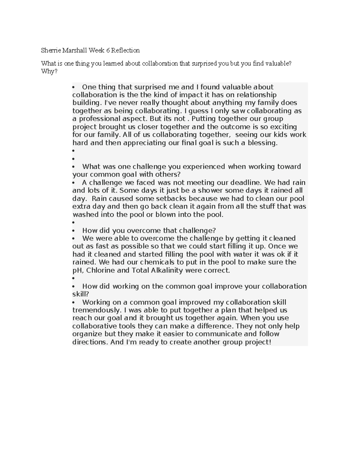 Com200 Week 6 Reflection on Collaboration and Challenges - Studocu