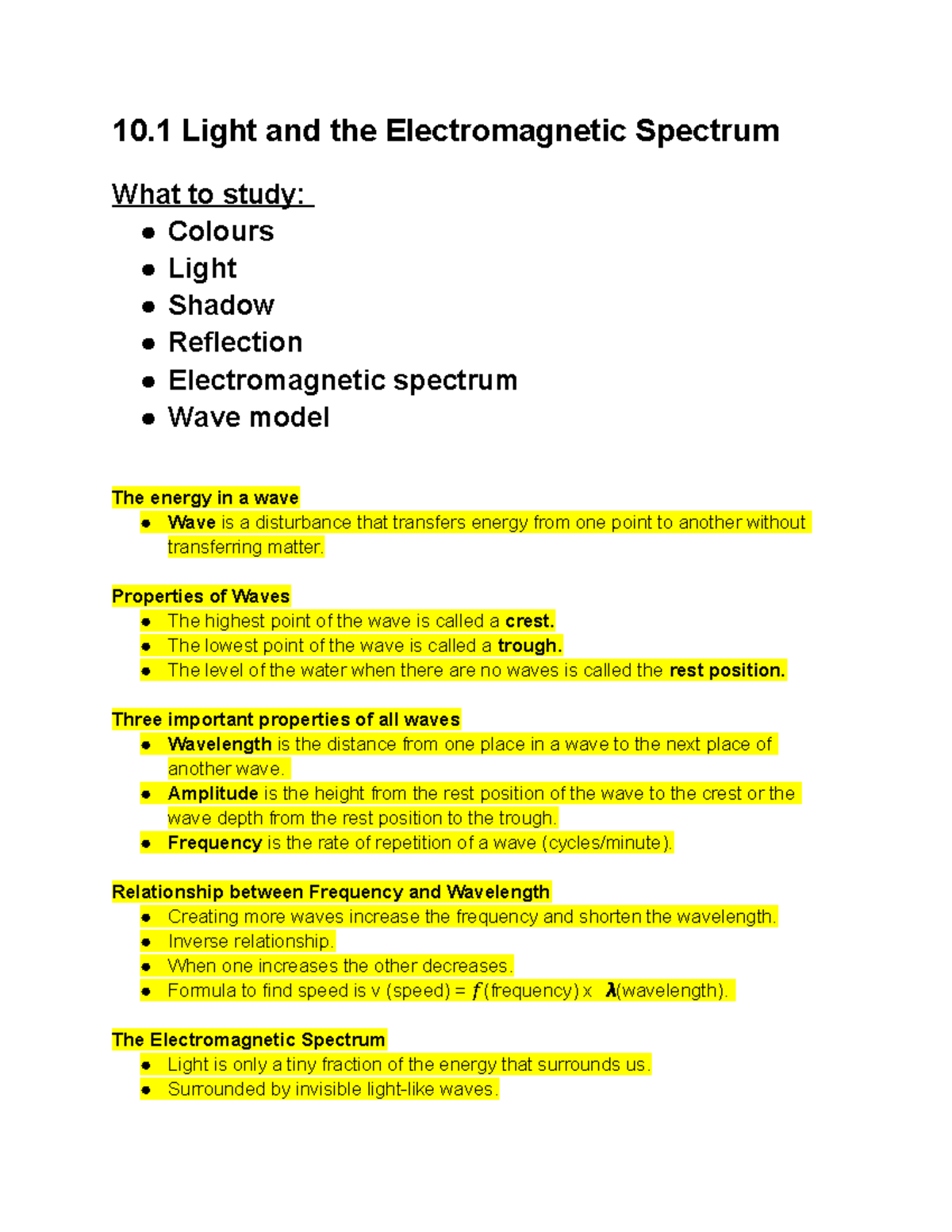 Physics OPT 101 Optics Notes: Light, Waves, and Electromagnetic ...