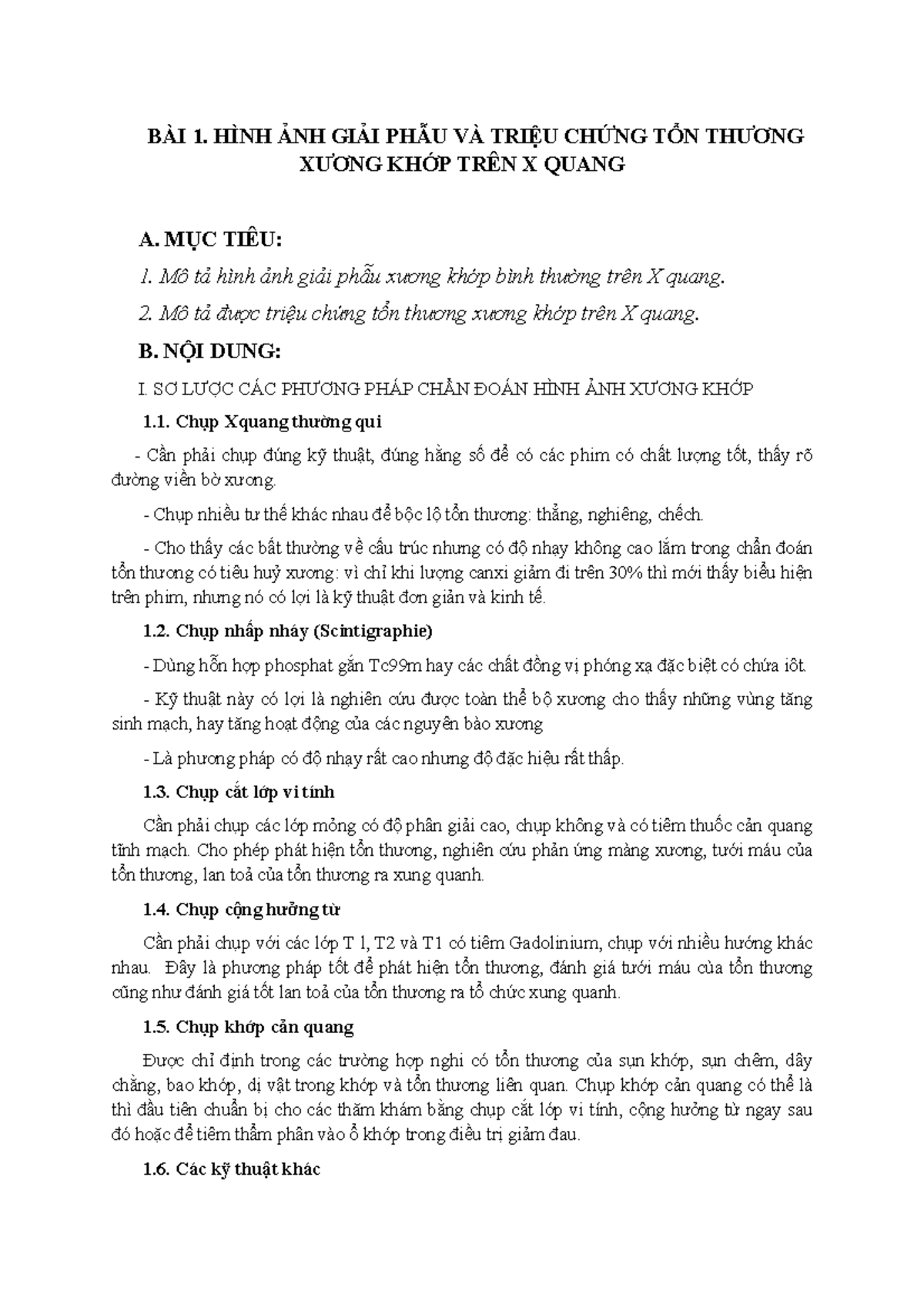 Khảo Sát Hình Ảnh Xương Khớp Trên X Quang - BÀI 1 - Studocu