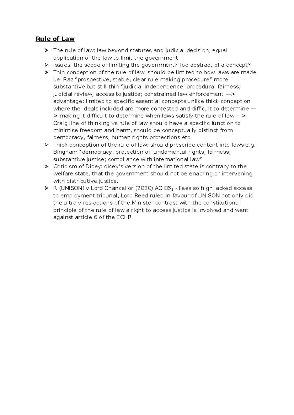 Rule of Law - rule of law notes - Rule of Law The rule of law: law ...