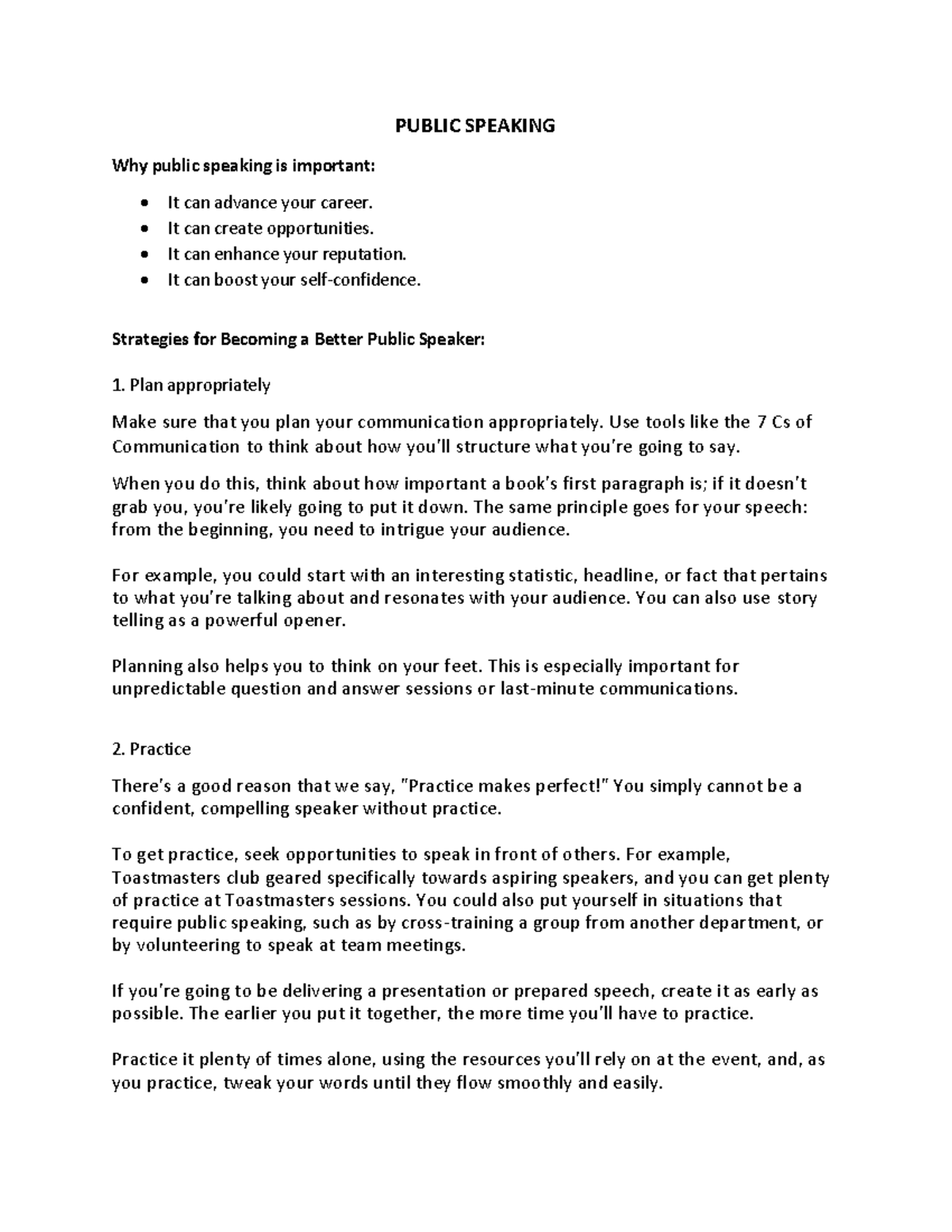 Public Speaking PURCOM Notes: Strategies for Effective Communication ...