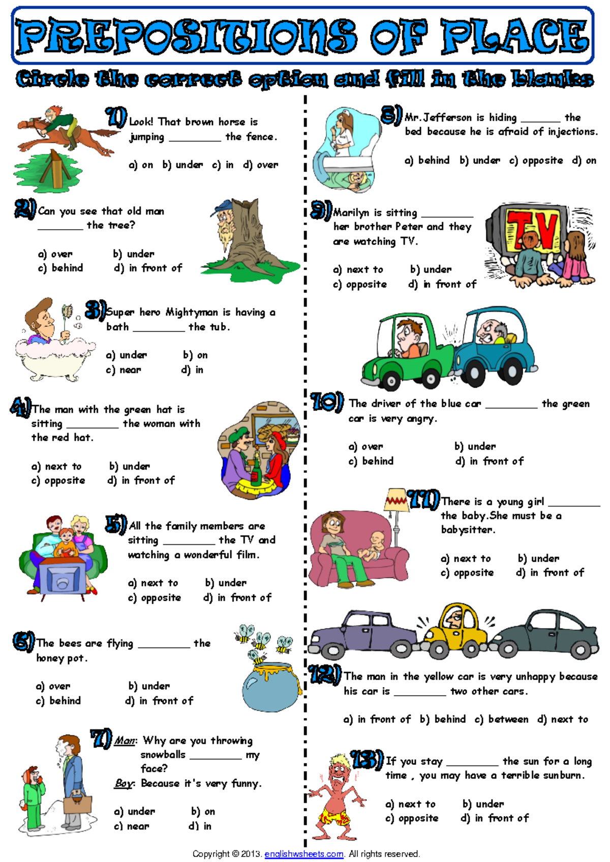Prepositions of Place Practice Exercises - Studocu