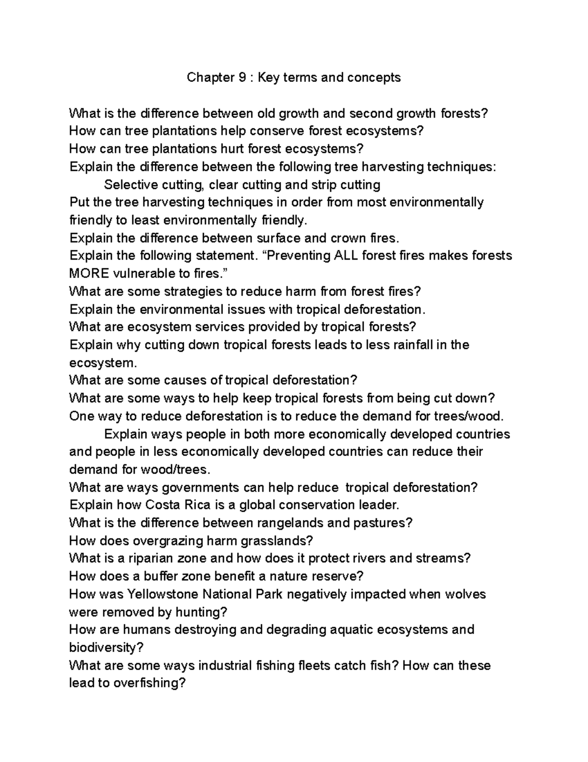 Chapter 9: Key Terms and Concepts in Ecology - Studocu