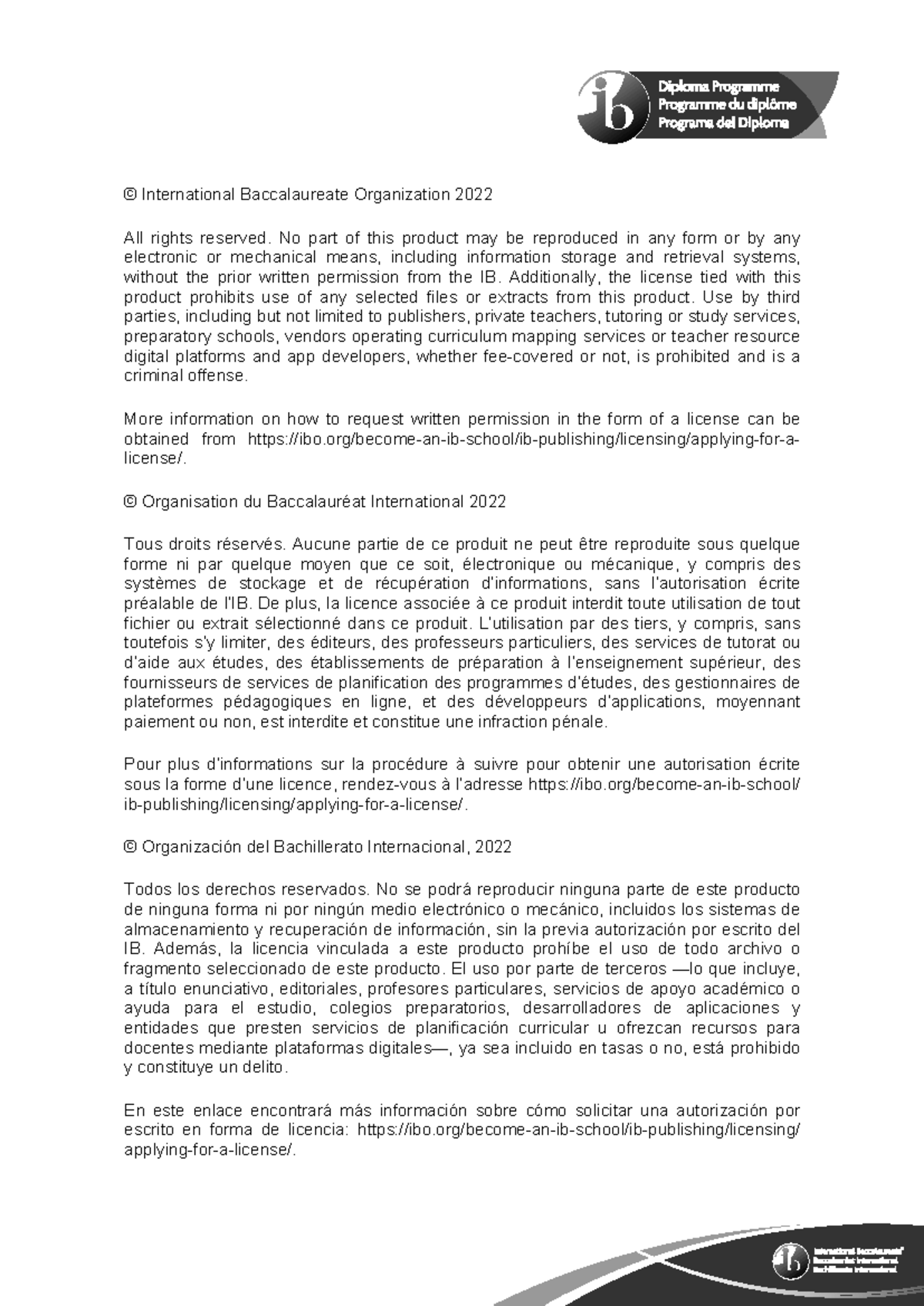 Chemistry paper 1 TZ2 SL - © International Baccalaureate Organization ...