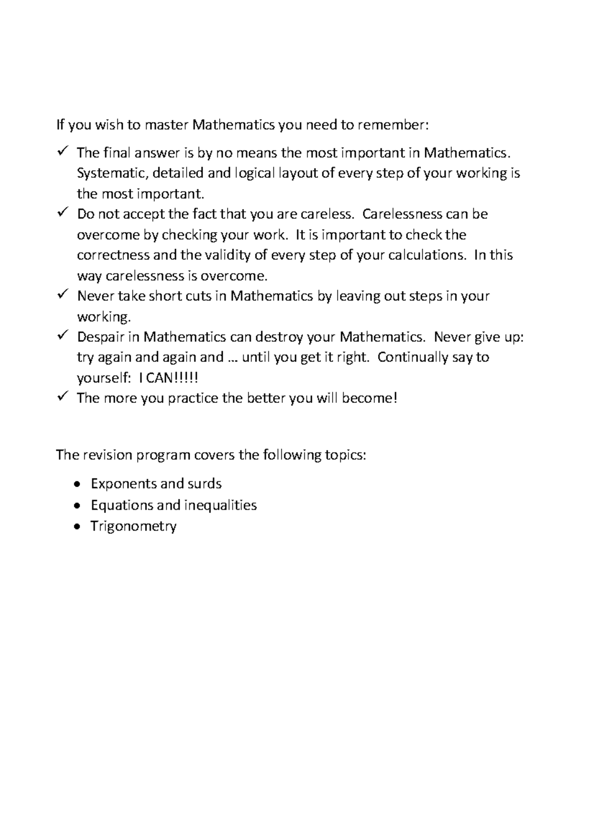 MATHEMATICS REVISION BOOKLET 2024 GRADE 11 TERM 1 - Studocu