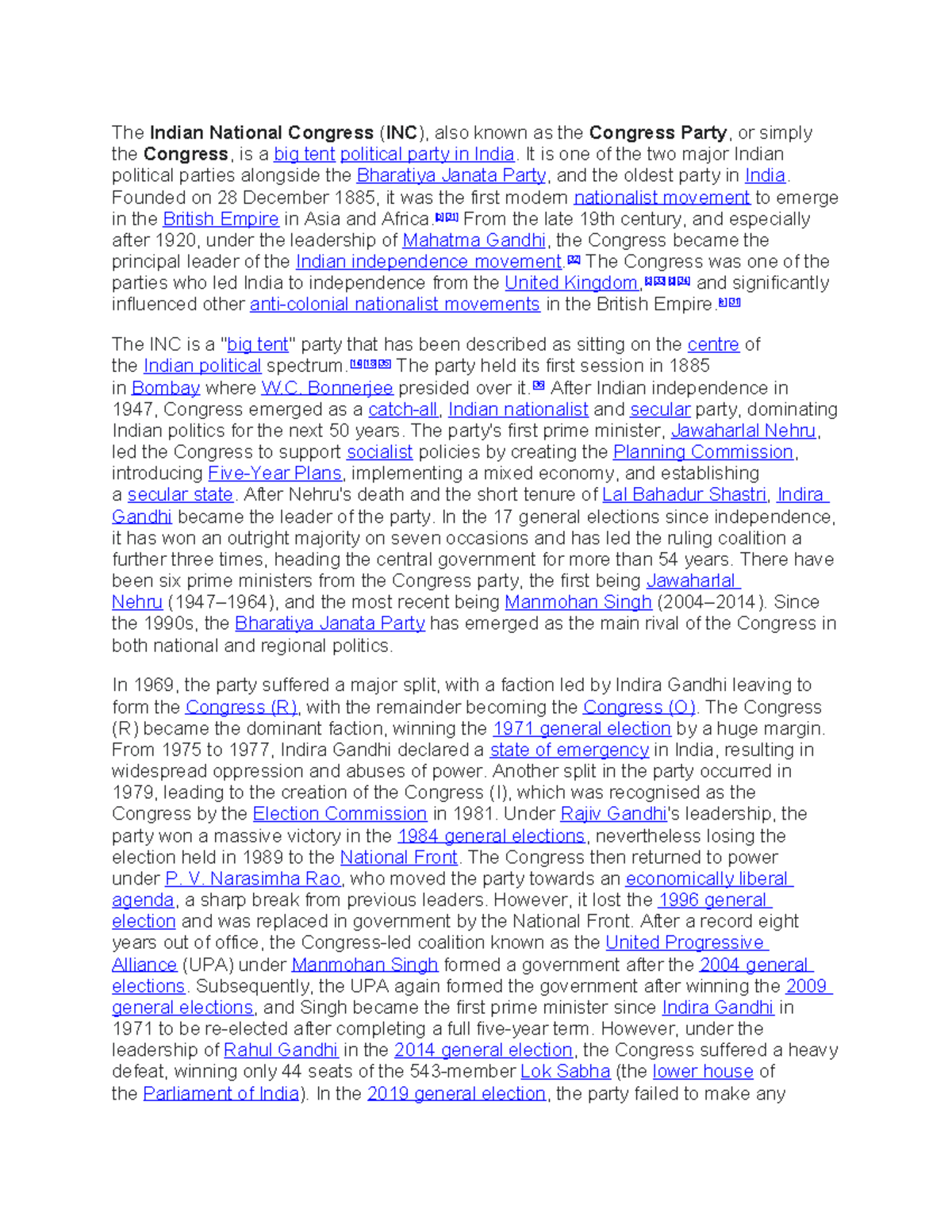 INC - Comprehensive Overview of the Indian National Congress History ...