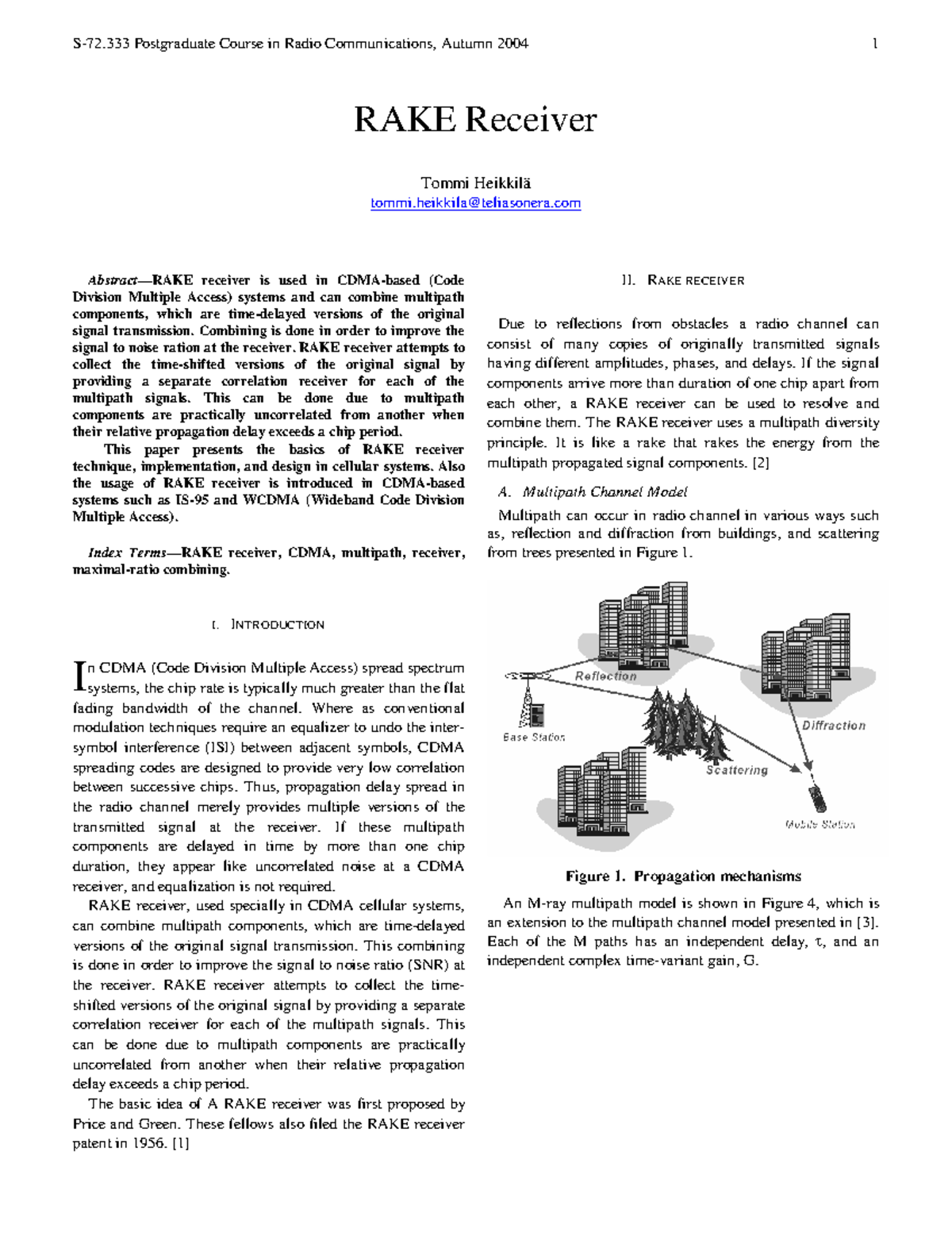 RAKE text - Ggh nhi hai - Abstract—RAKE receiver is used in CDMA-based ...