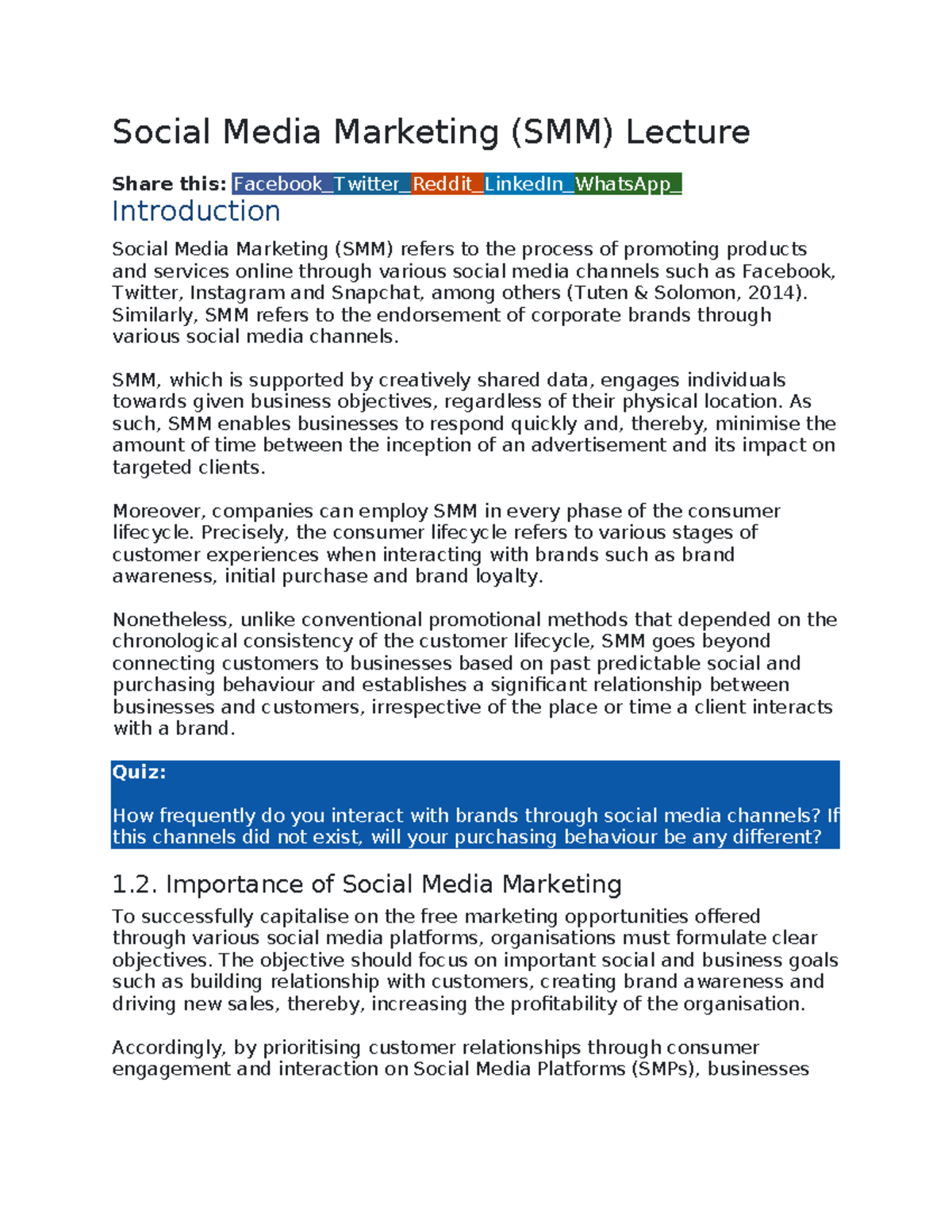 SMM 101: Essential Lecture Notes on Social Media Marketing Strategies ...