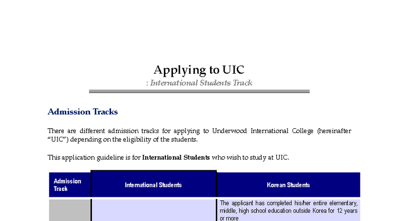 2026 Spring UIC Application Guideline - Applying to UIC : International ...
