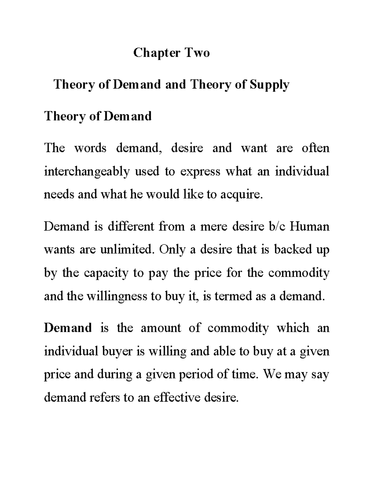 Chapter 2: Theory of Demand & Supply Analysis - Studocu
