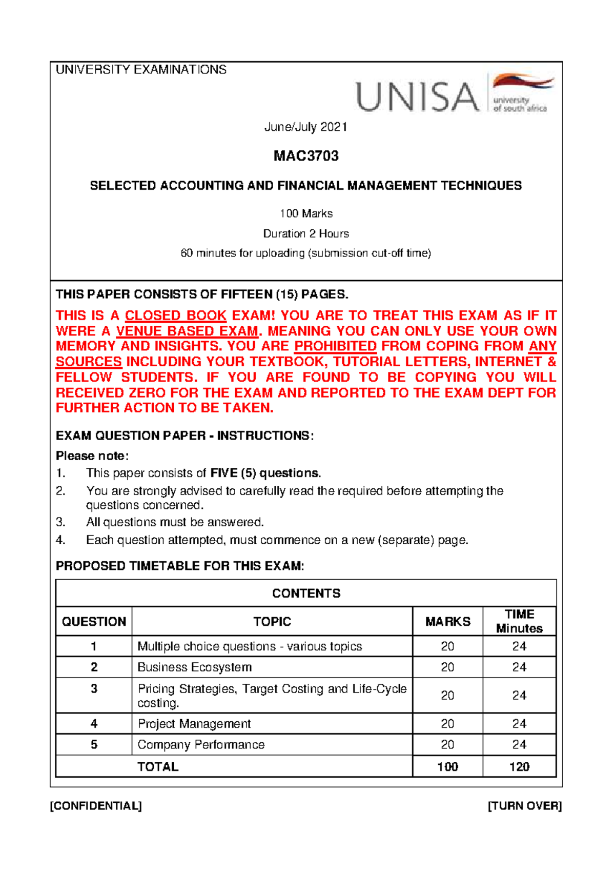 MAC3703 2021 Final Exam - Accounting & Financial Management Techniques ...