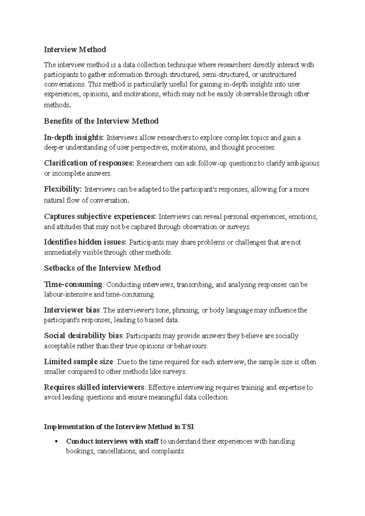 Interview Method Insights and Challenges - SAAD - Studocu