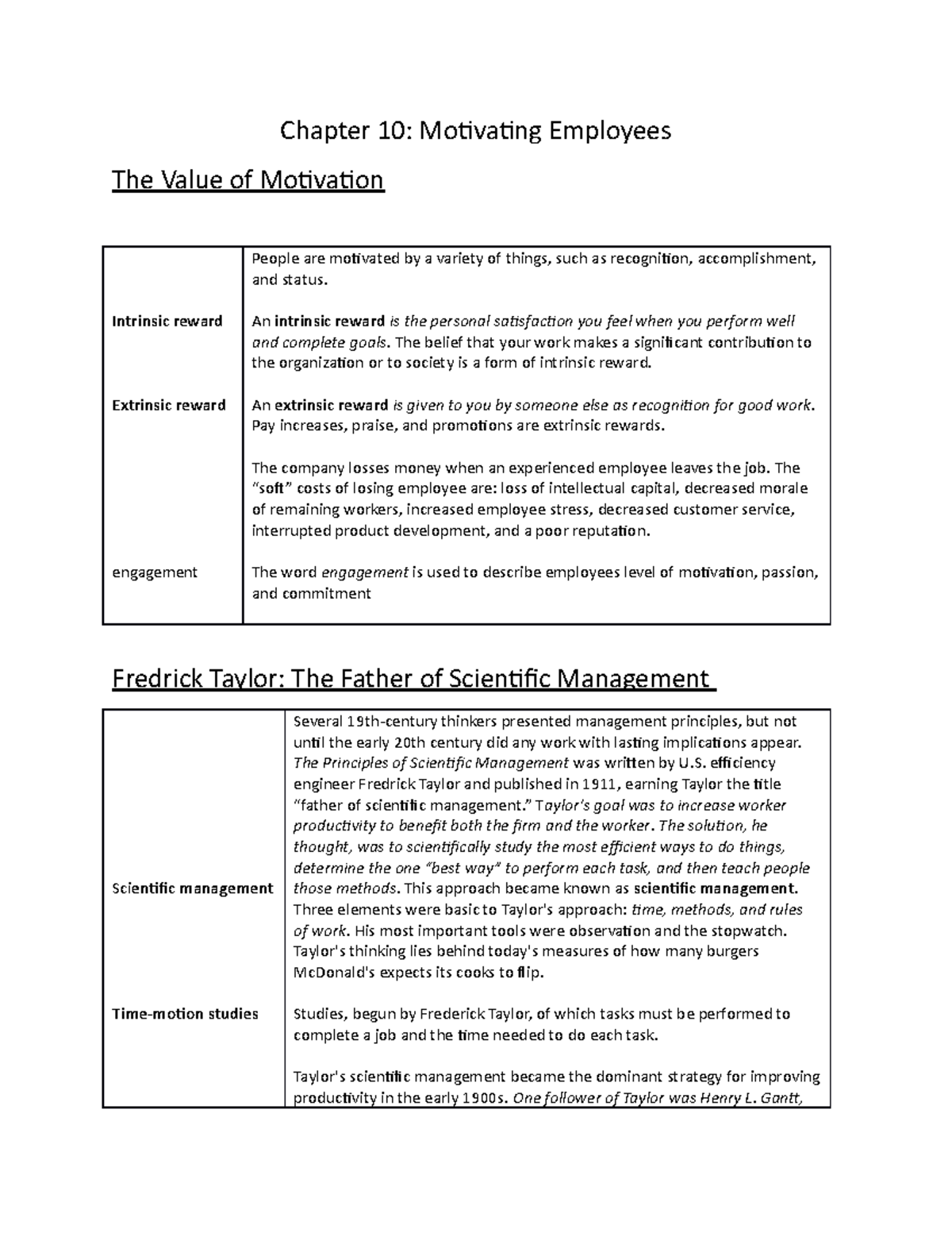 Ch10 Employee Motivation: Key Theories and Concepts - Studocu