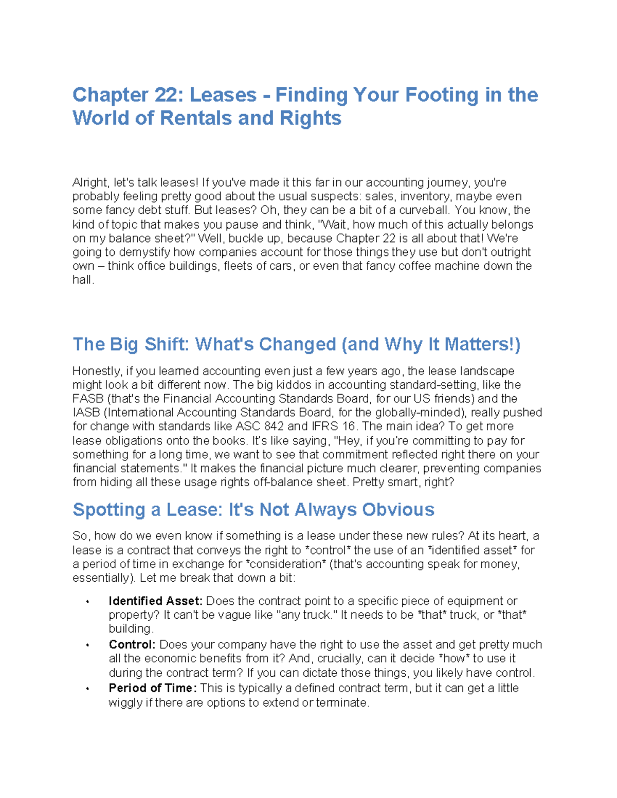 Chapter 22: Leases - Navigating Rentals & Rights in Accounting - Studocu