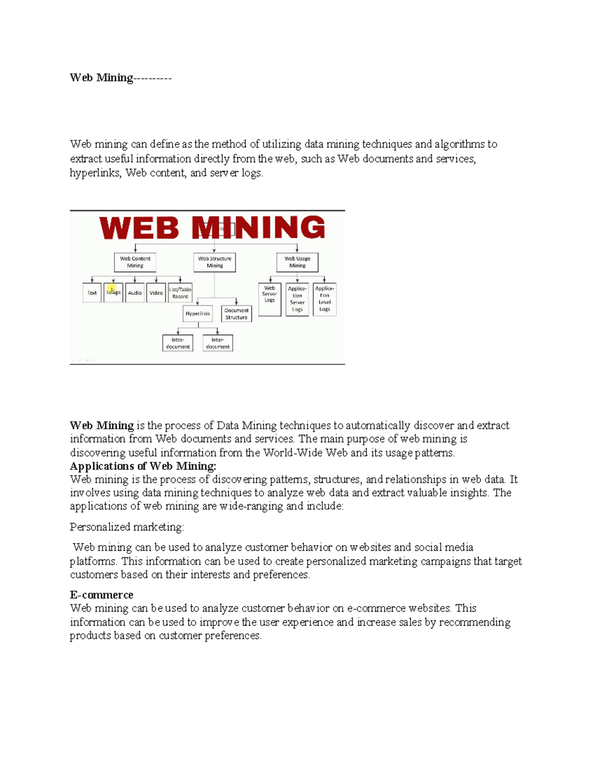 Web Mining Overview and Applications - Data Mining Concepts (Unit 3-6 ...