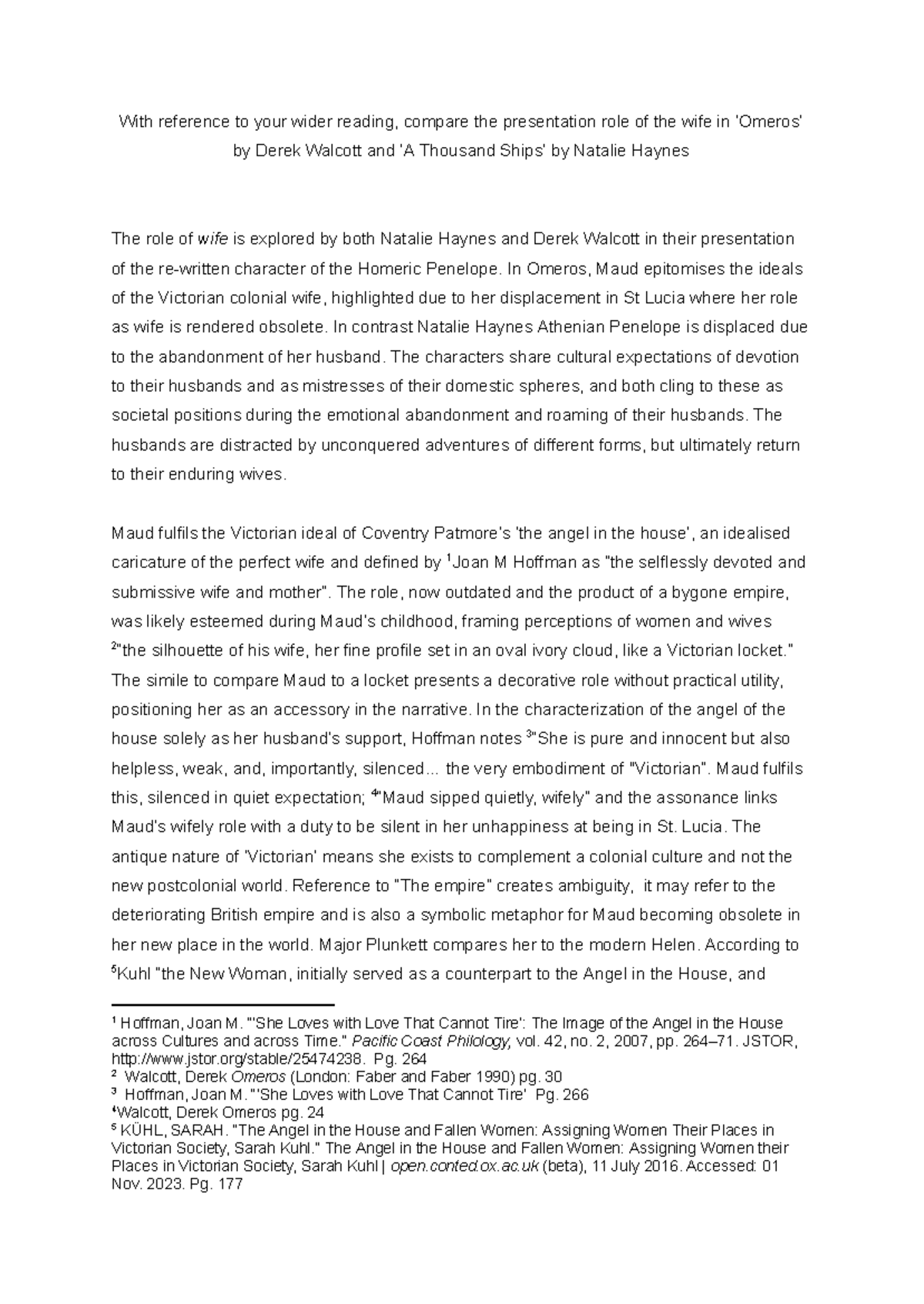 Comparative Analysis of the Wife's Role in Walcott's Omeros & Haynes' A ...