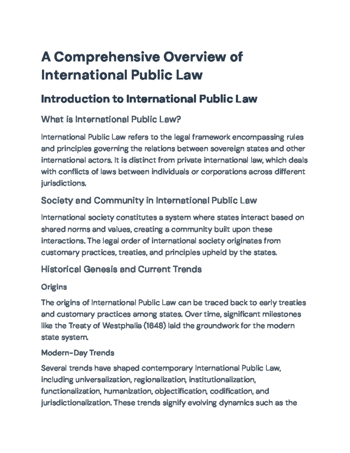 International Public Law: Overview, Trends, and Human Rights Protection ...