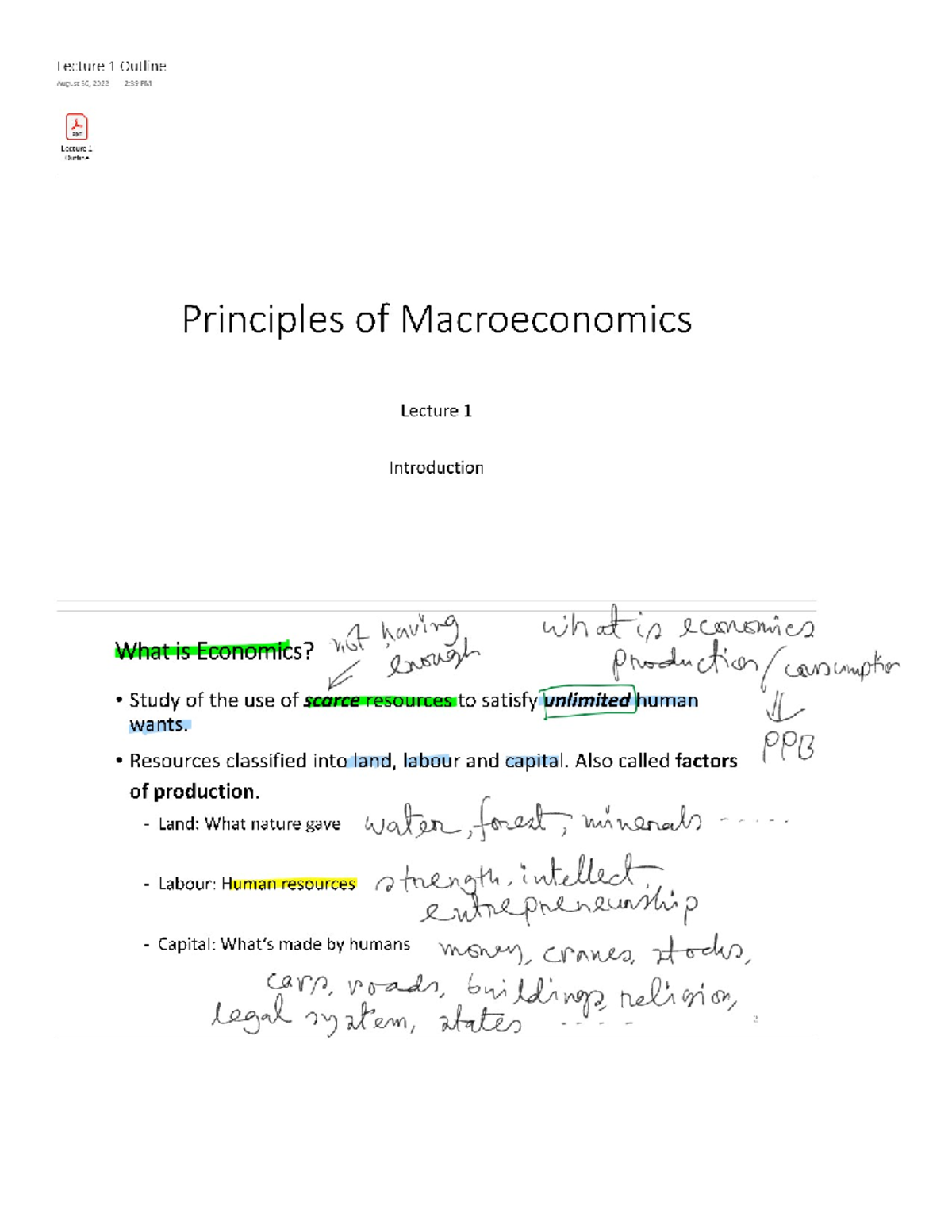 Econ 1221 Lecture 1: Introduction to Macroeconomics Concepts - Studocu