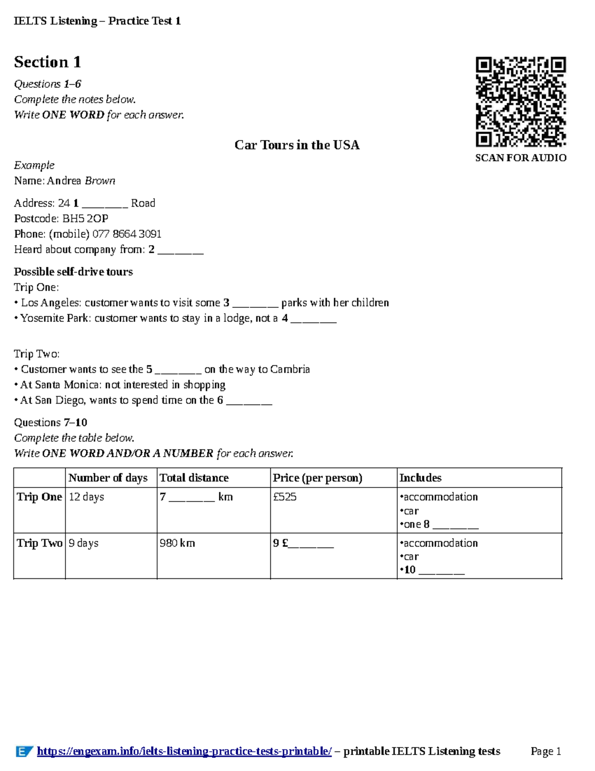 IELTS Listening Practice Test 1: Complete Notes & Questions Guide - Studocu