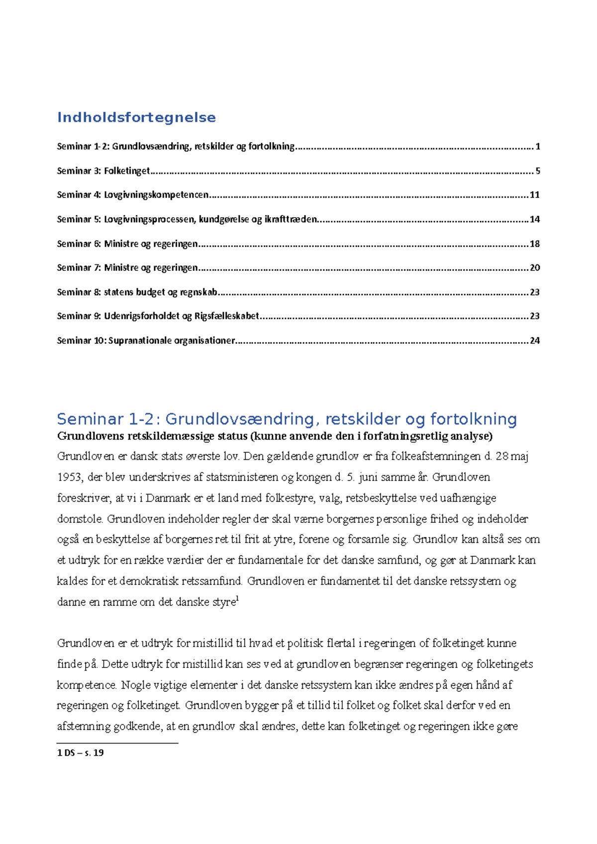 IFEFF 2023: Eksamen Notater om Grundlov, Folketing og Lovgivning - Studocu