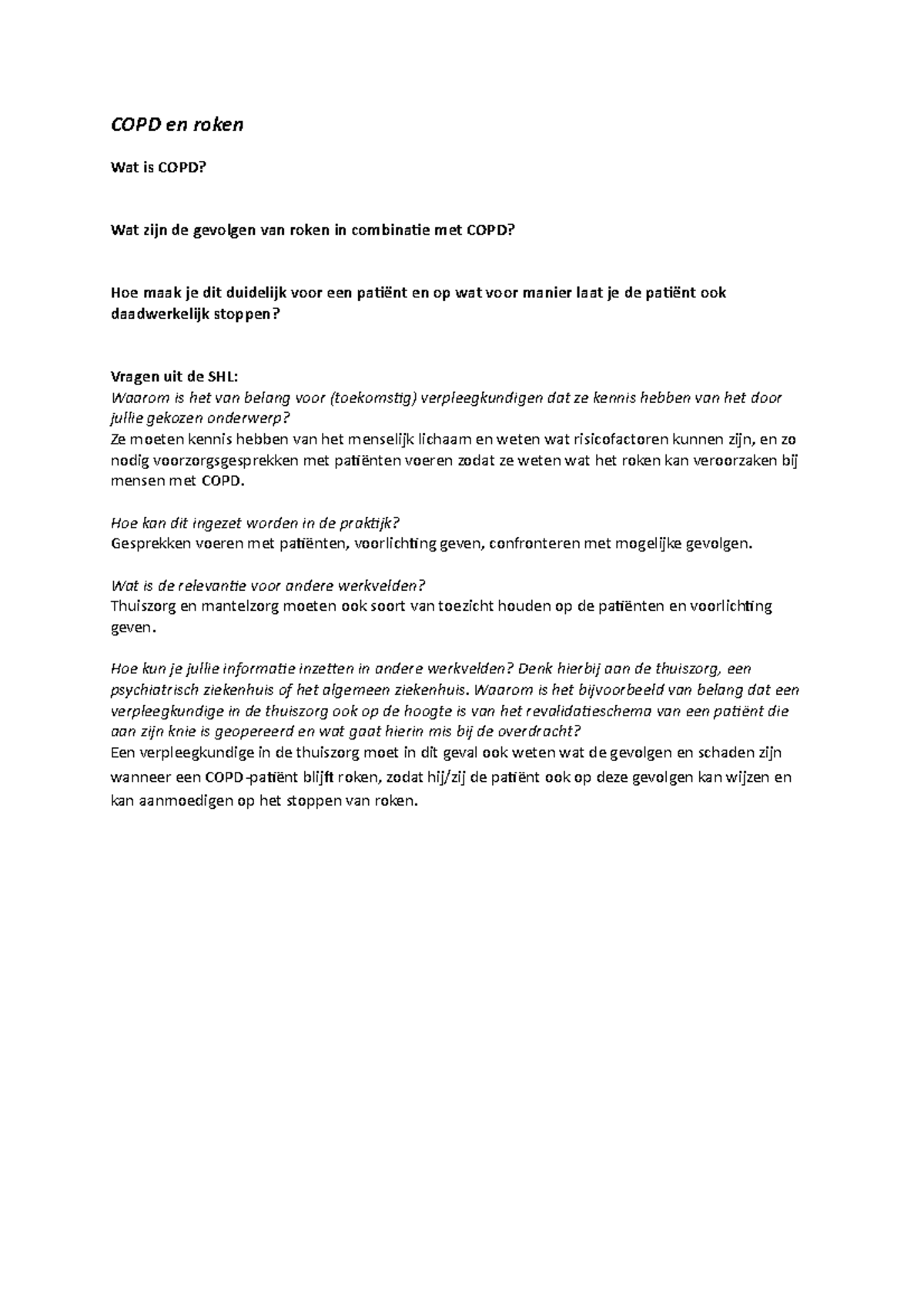 COPD en Roken: Kennis en Praktische Toepassing voor Verpleegkundigen ...