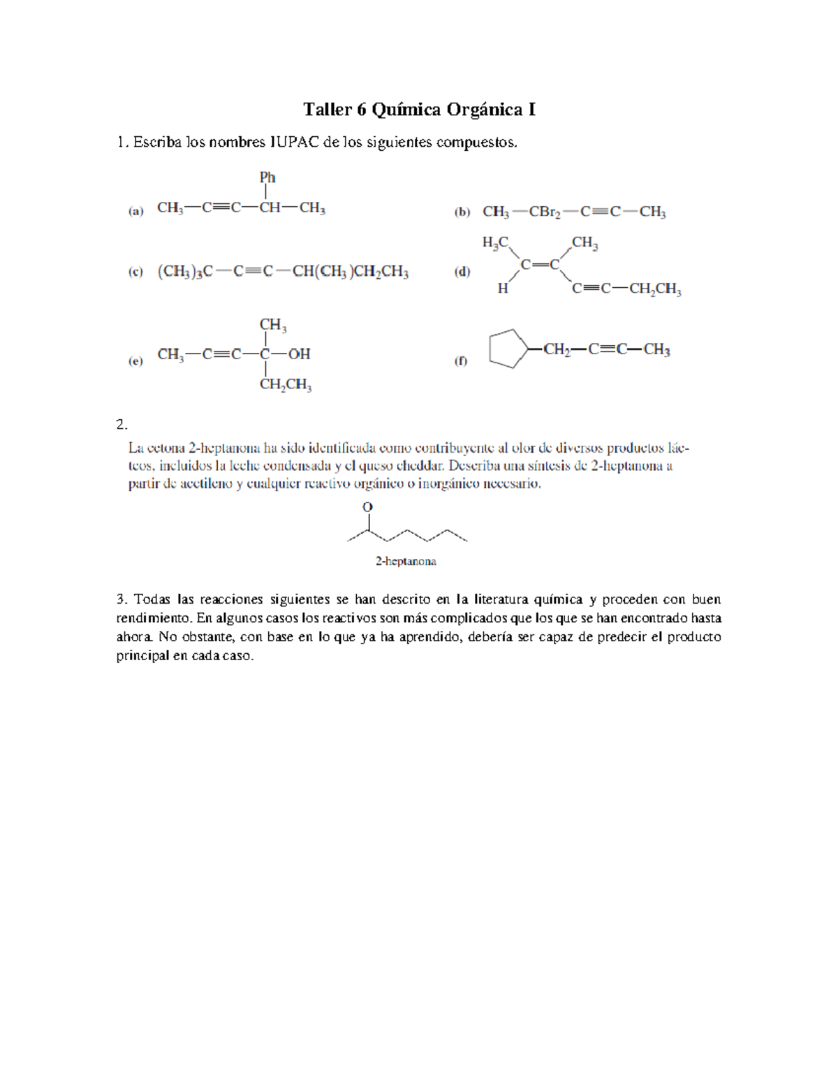 Taller de Repaso Corte III - Química Orgánica I - Studocu