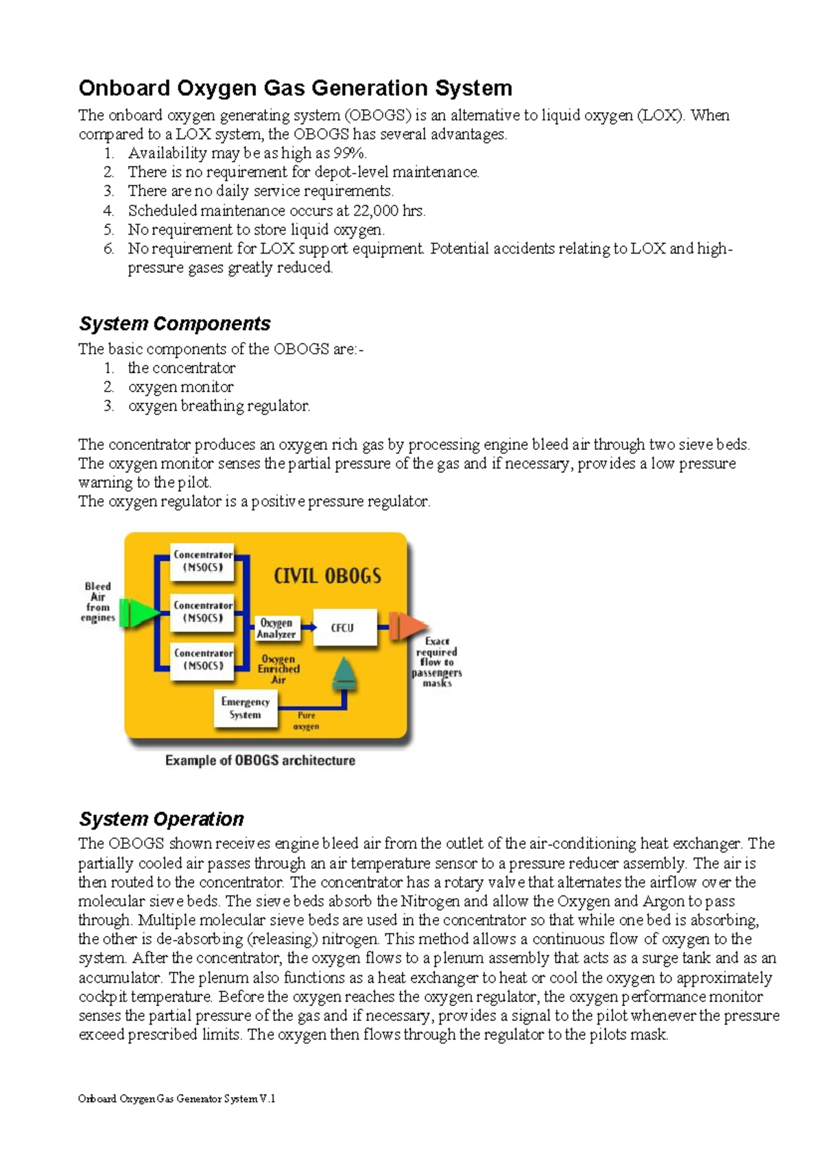 OBOGS Overview and Operation: Onboard Oxygen Gas Generation System ...