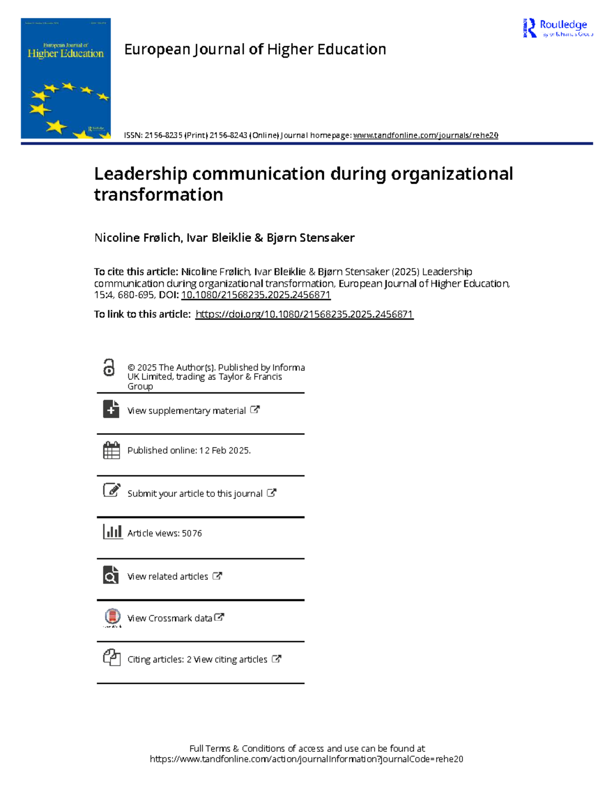 Leadership Communication in Organizational Transformation: Insights ...