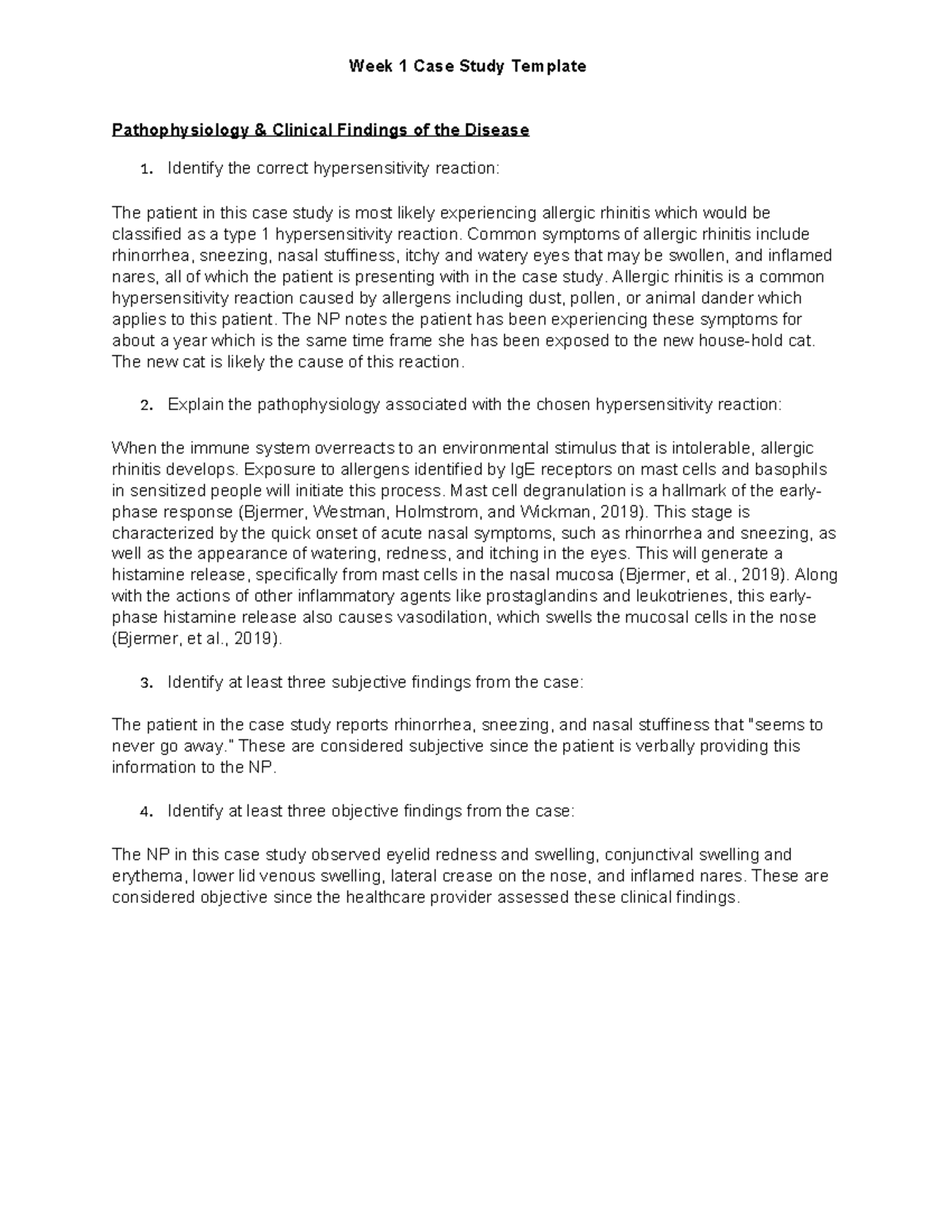 NR507 Week 1 Case Study: Allergic Rhinitis Pathophysiology & Management ...