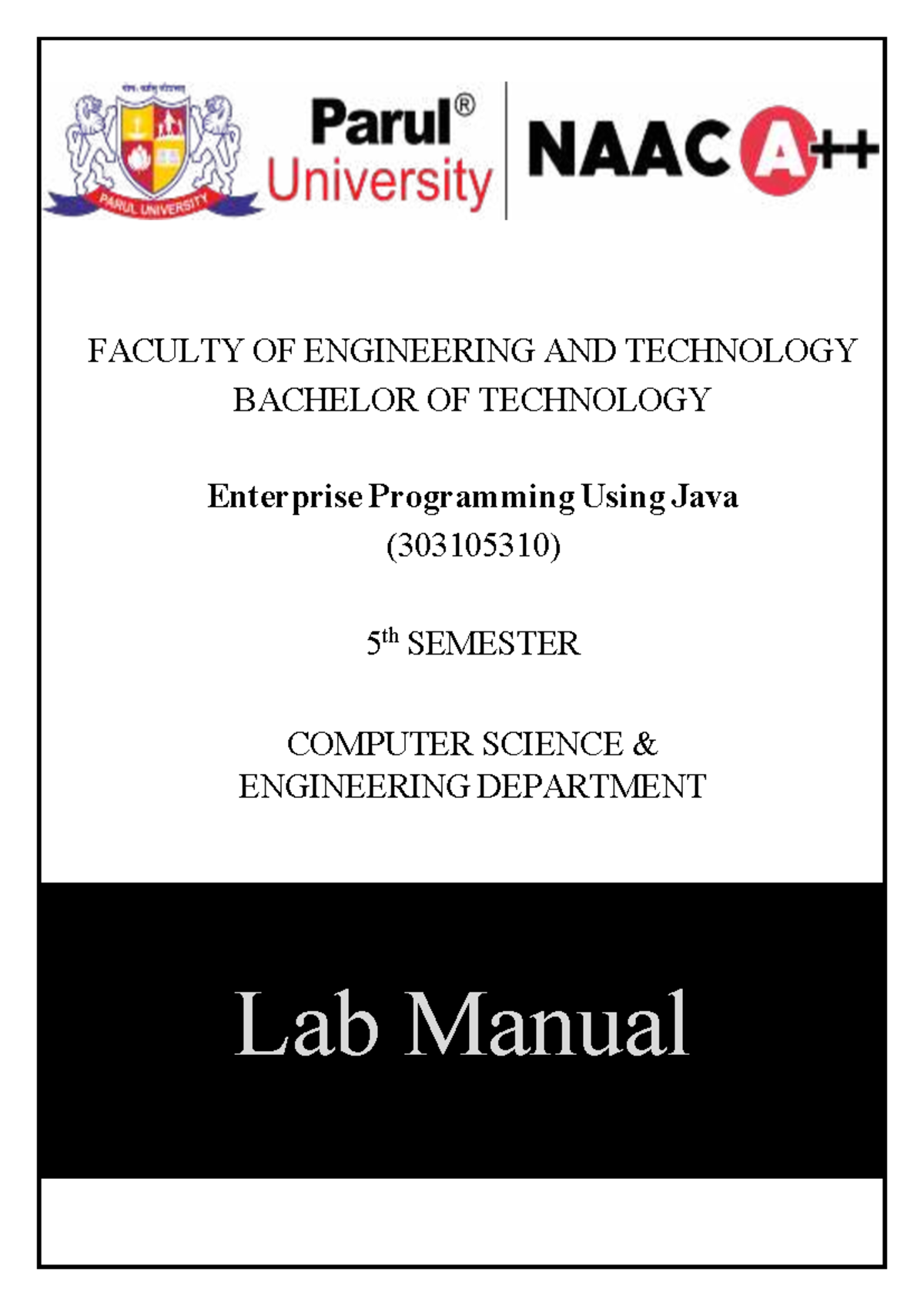 Enterprise Programming Using Java Lab Manual (303105310) - 5th Sem ...