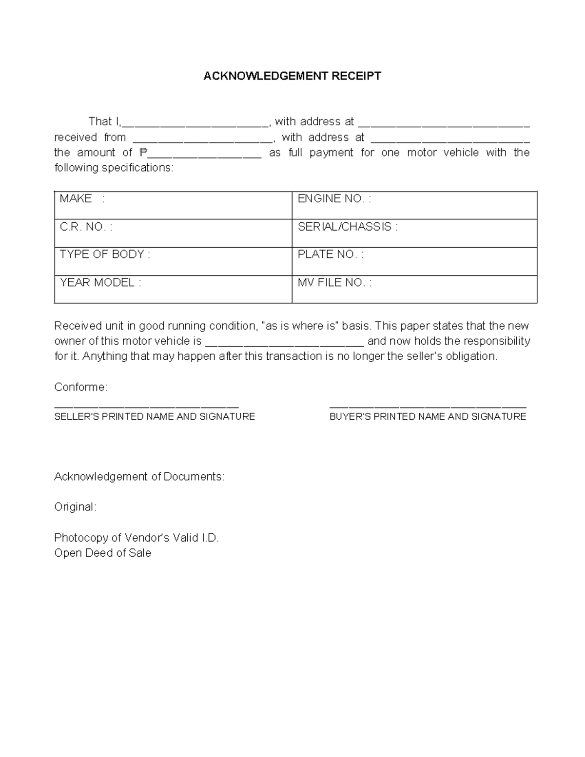 ACK Receipt for Motor Vehicle Transfer - RTDWXC - Studocu
